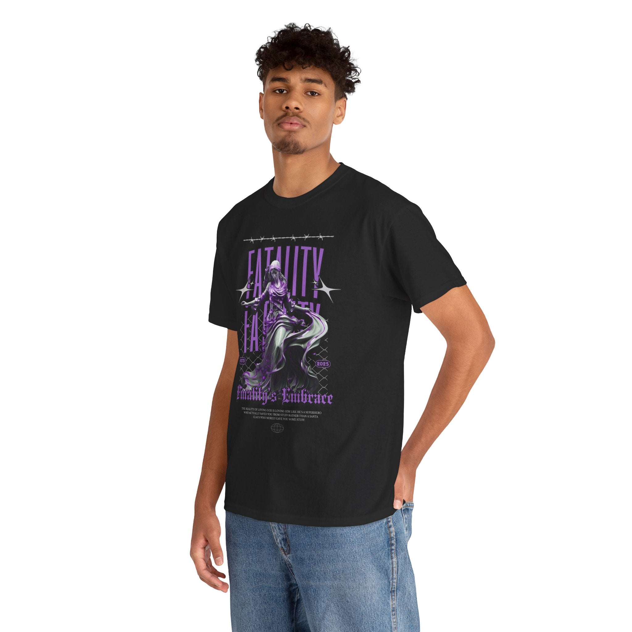 "Fatality's Embrace" Flowing Violet Statue - Gothic Digital Art