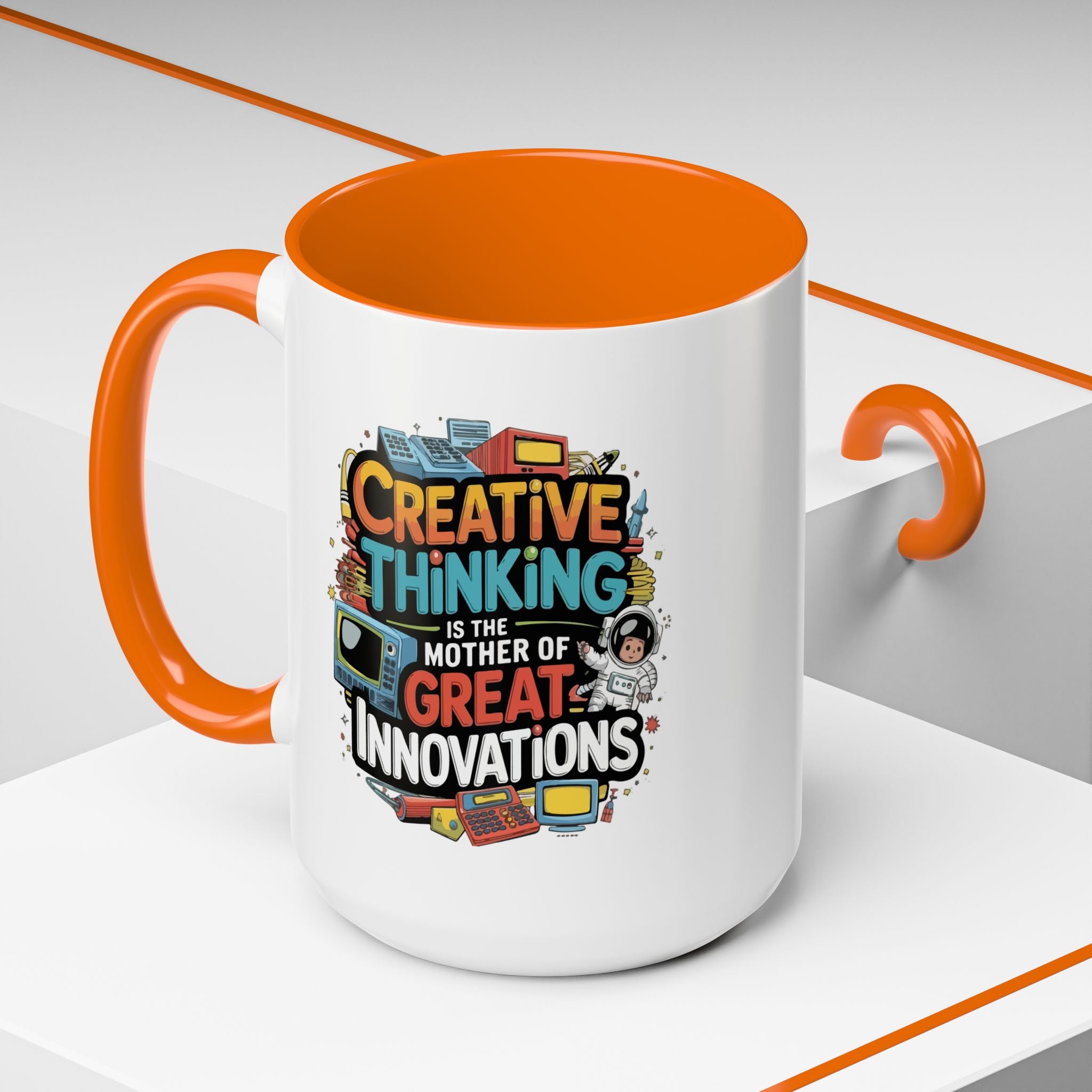 Creative Thinking Coffee Mug – 11oz Inspirational Quote, Colorful Interior