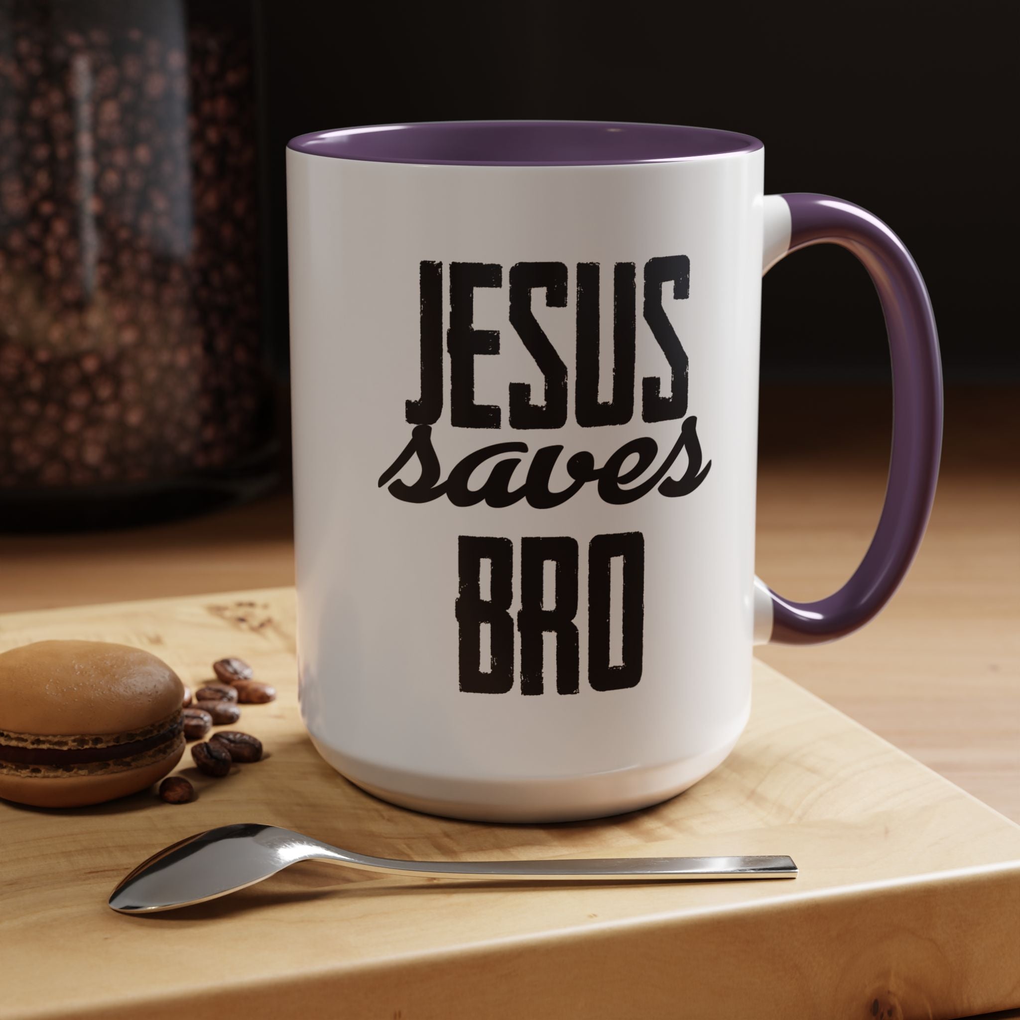 Christian Coffee Mug – 11oz & 15oz Jesus Saves Bro Quote, Colorful Interior