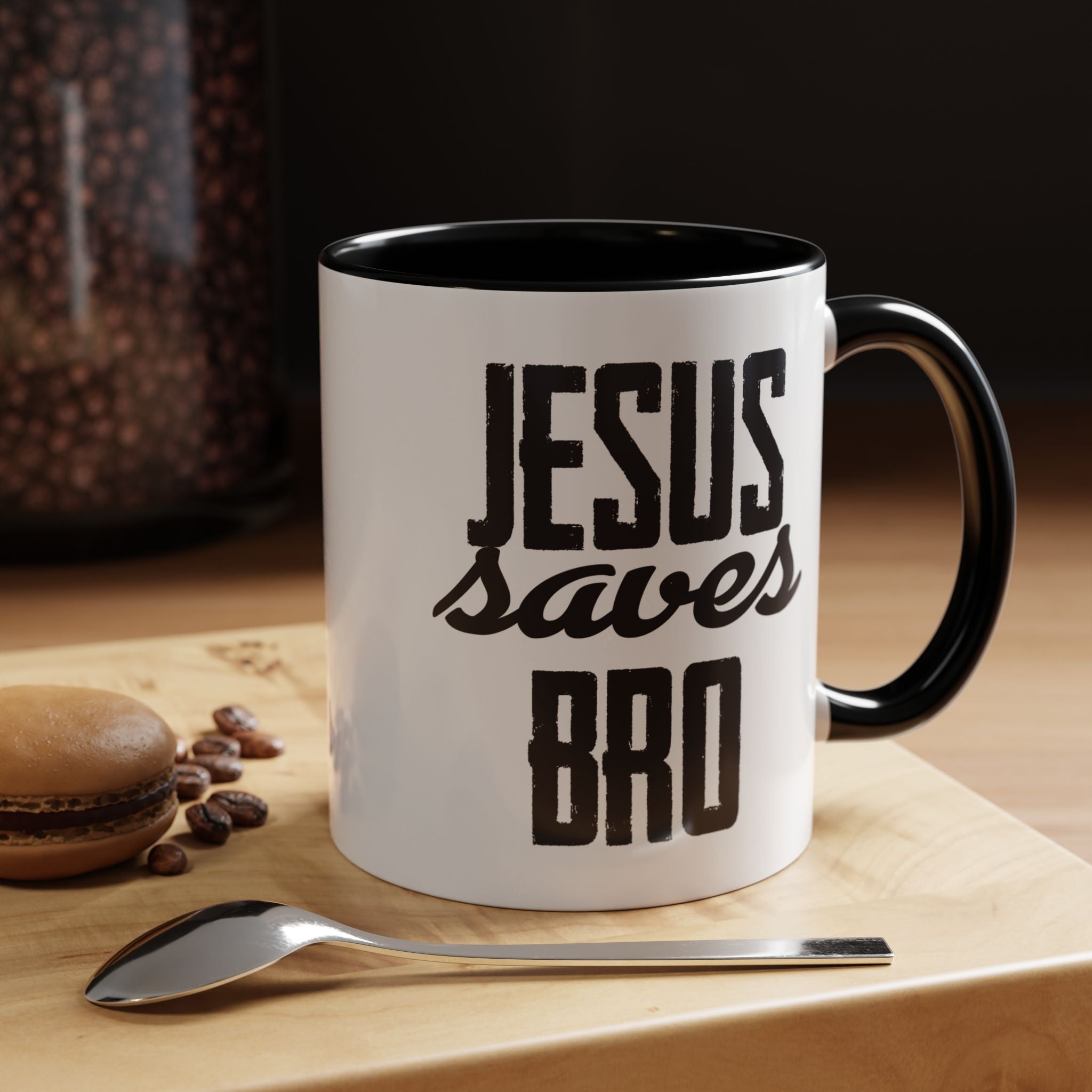 Christian Coffee Mug – 11oz & 15oz Jesus Saves Bro Quote, Colorful Interior