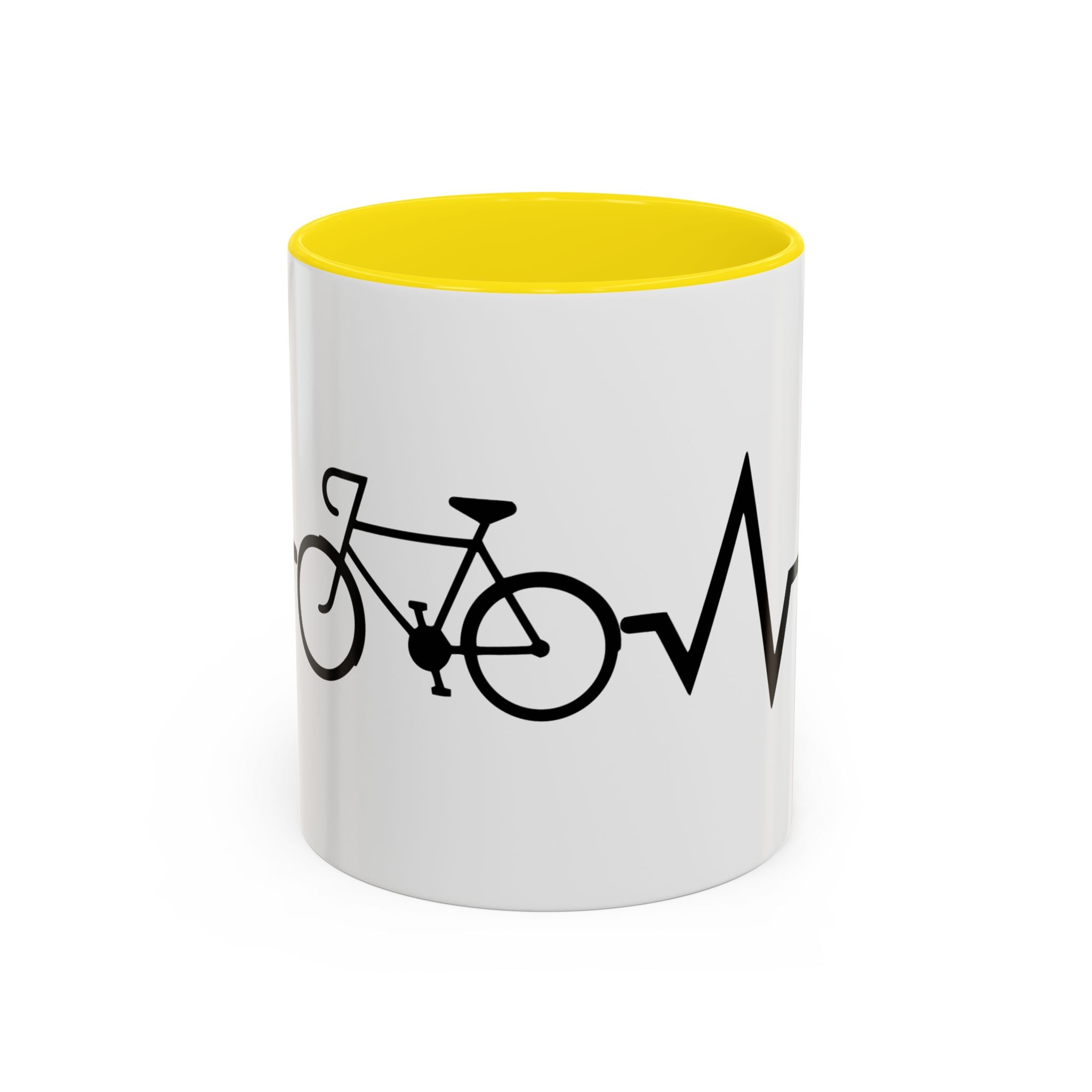 Cycling Lifeline Coffee Mug – 11oz & 15oz Bicycle Heartbeat Design, Colorful Interior