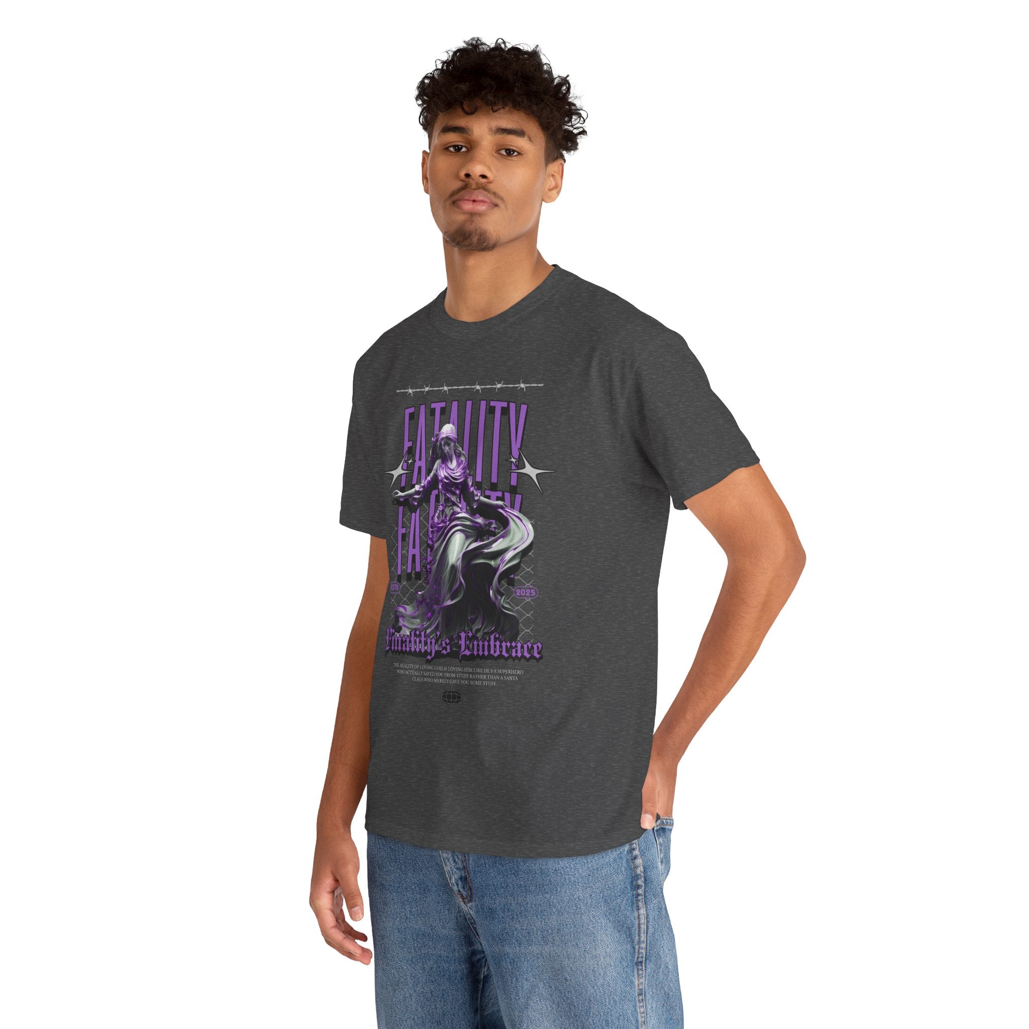"Fatality's Embrace" Flowing Violet Statue - Gothic Digital Art