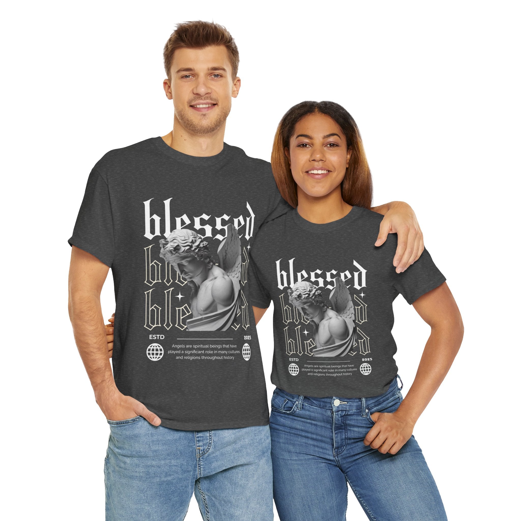 Blessed Guardian: Serene Angelic Sculpture Streetwear