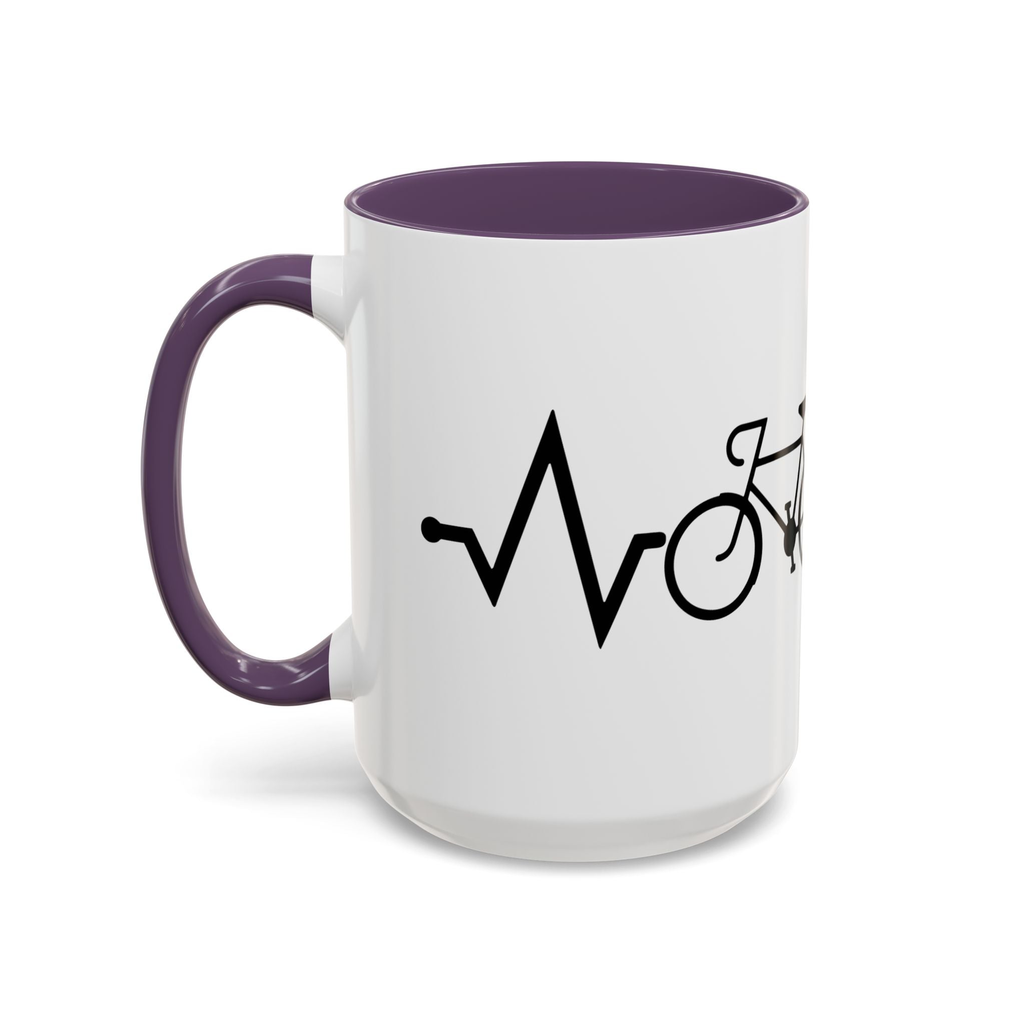 Cycling Lifeline Coffee Mug – 11oz & 15oz Bicycle Heartbeat Design, Colorful Interior