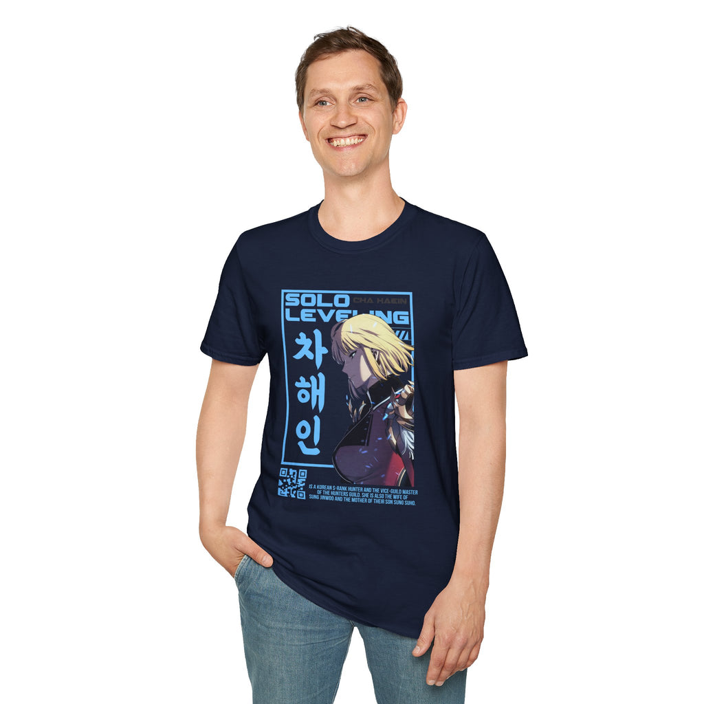 Solo Leveling Cha Hae-In Anime T-Shirt – Black Graphic Tee for Fans