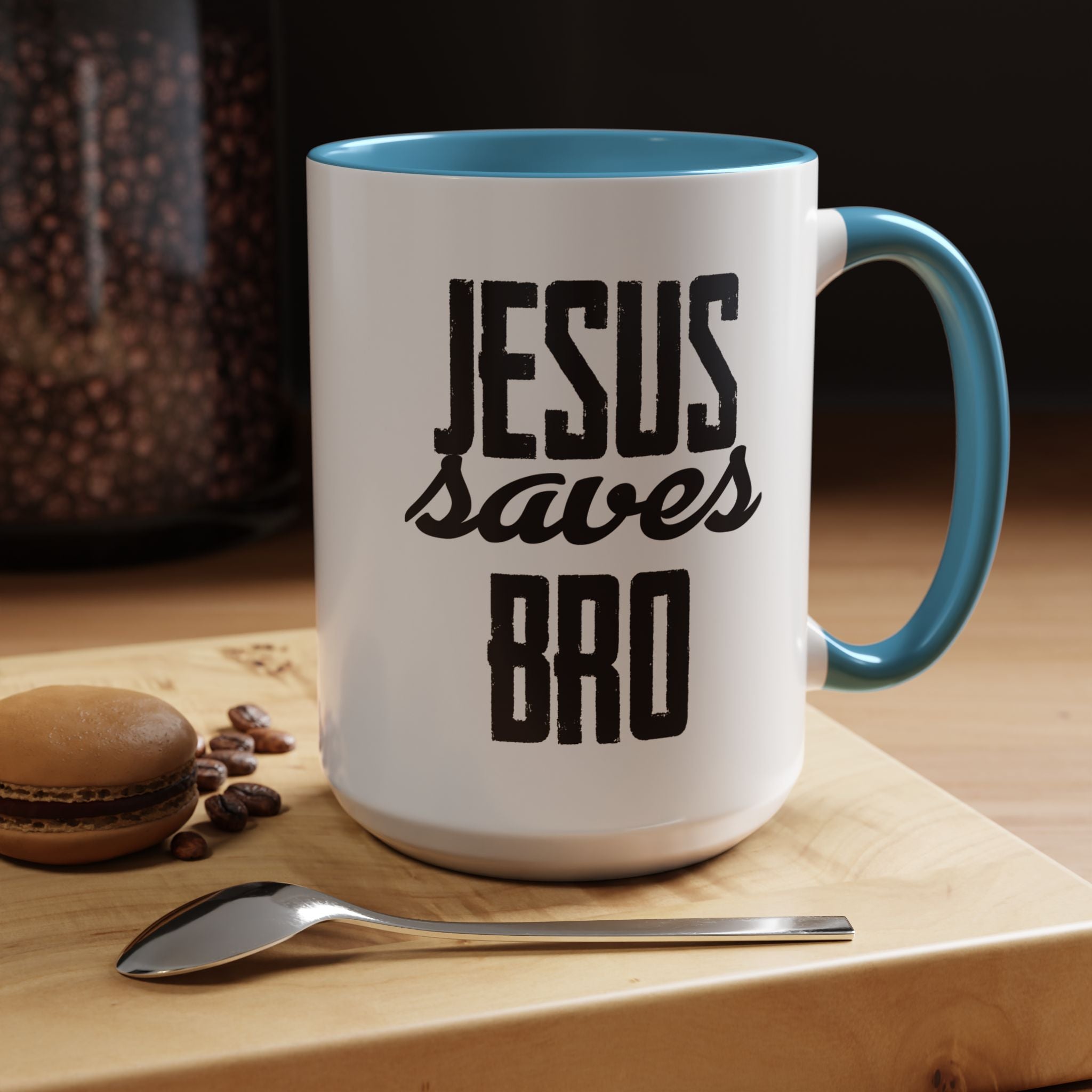 Christian Coffee Mug – 11oz & 15oz Jesus Saves Bro Quote, Colorful Interior