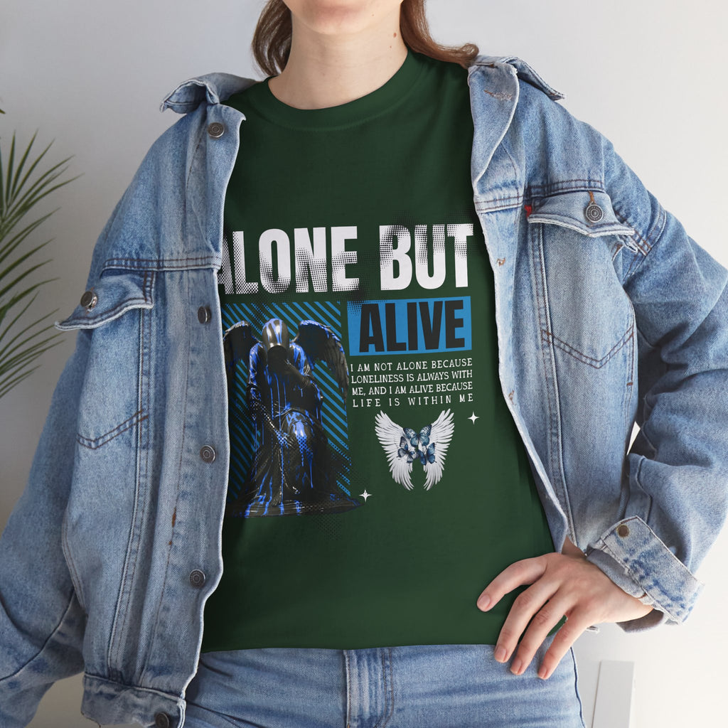 Alone but Alive" Dark Angel Statue with Blue Accents - Digital Art