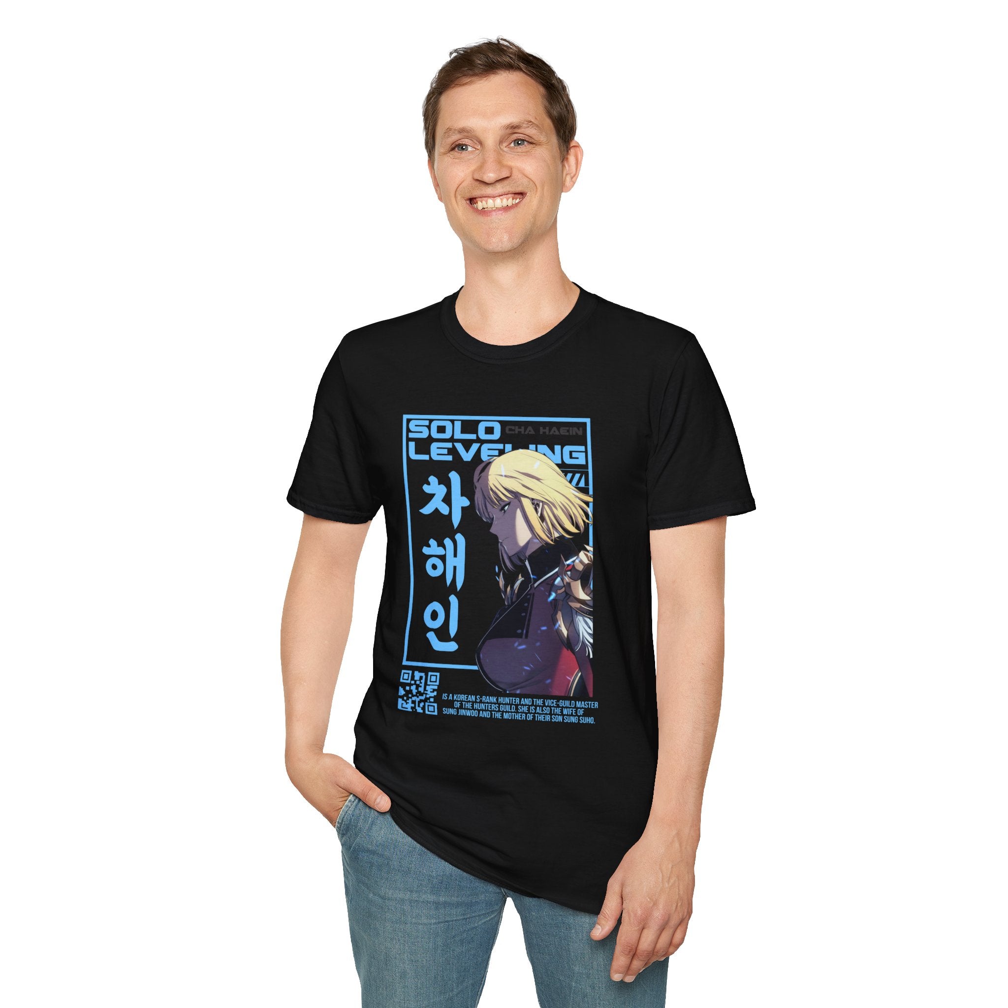 Solo Leveling Cha Hae-In Anime T-Shirt – Black Graphic Tee for Fans