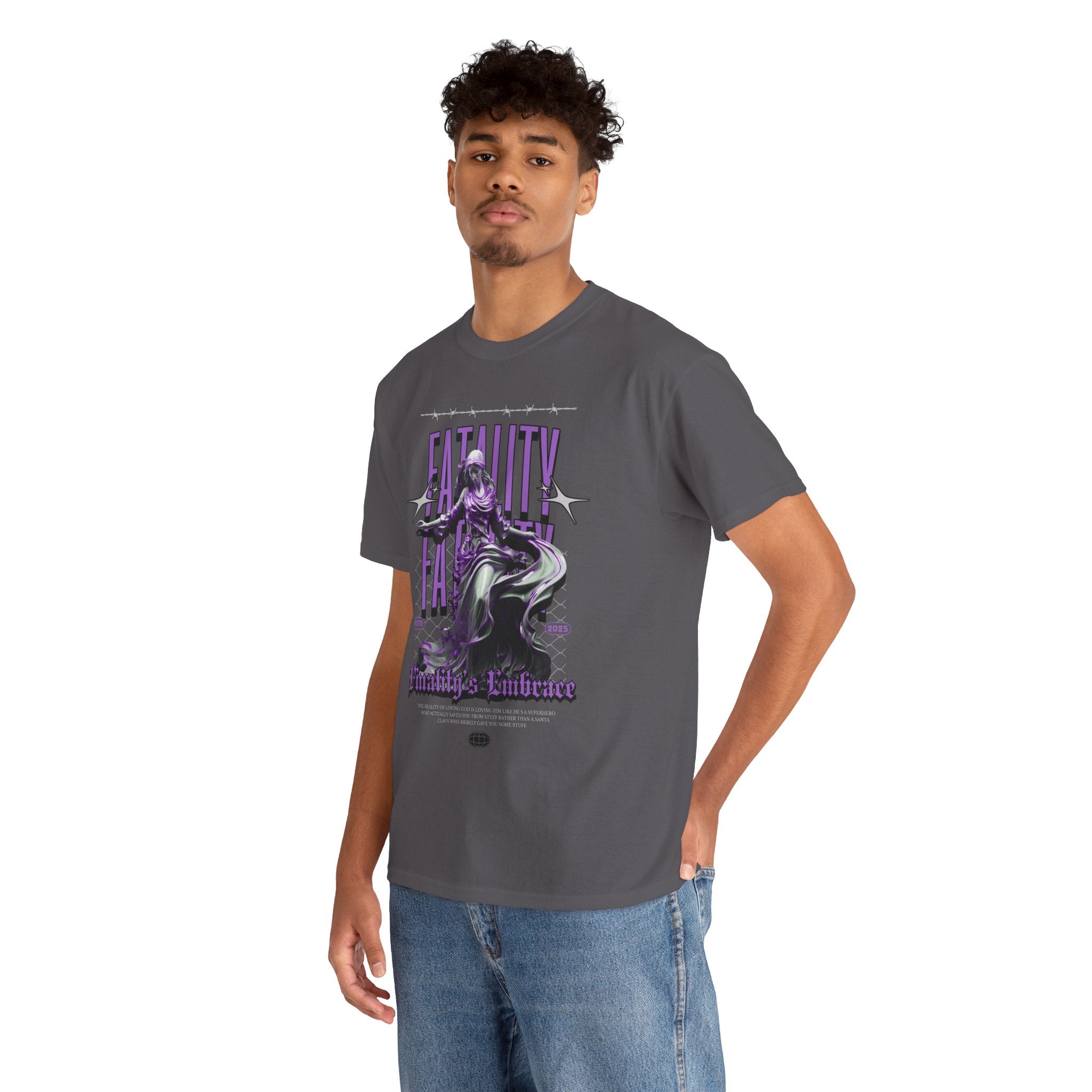 "Fatality's Embrace" Flowing Violet Statue - Gothic Digital Art