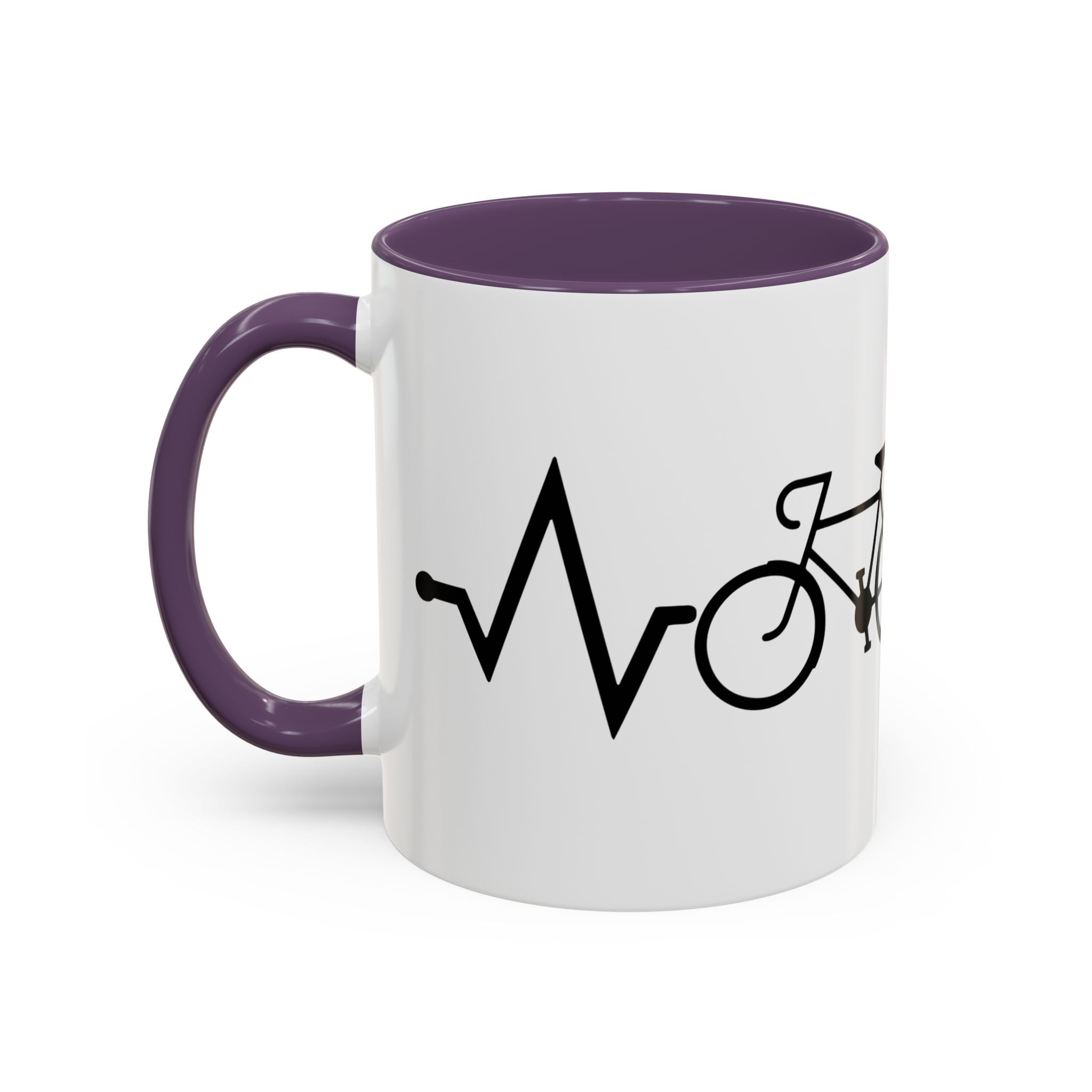 Cycling Lifeline Coffee Mug – 11oz & 15oz Bicycle Heartbeat Design, Colorful Interior