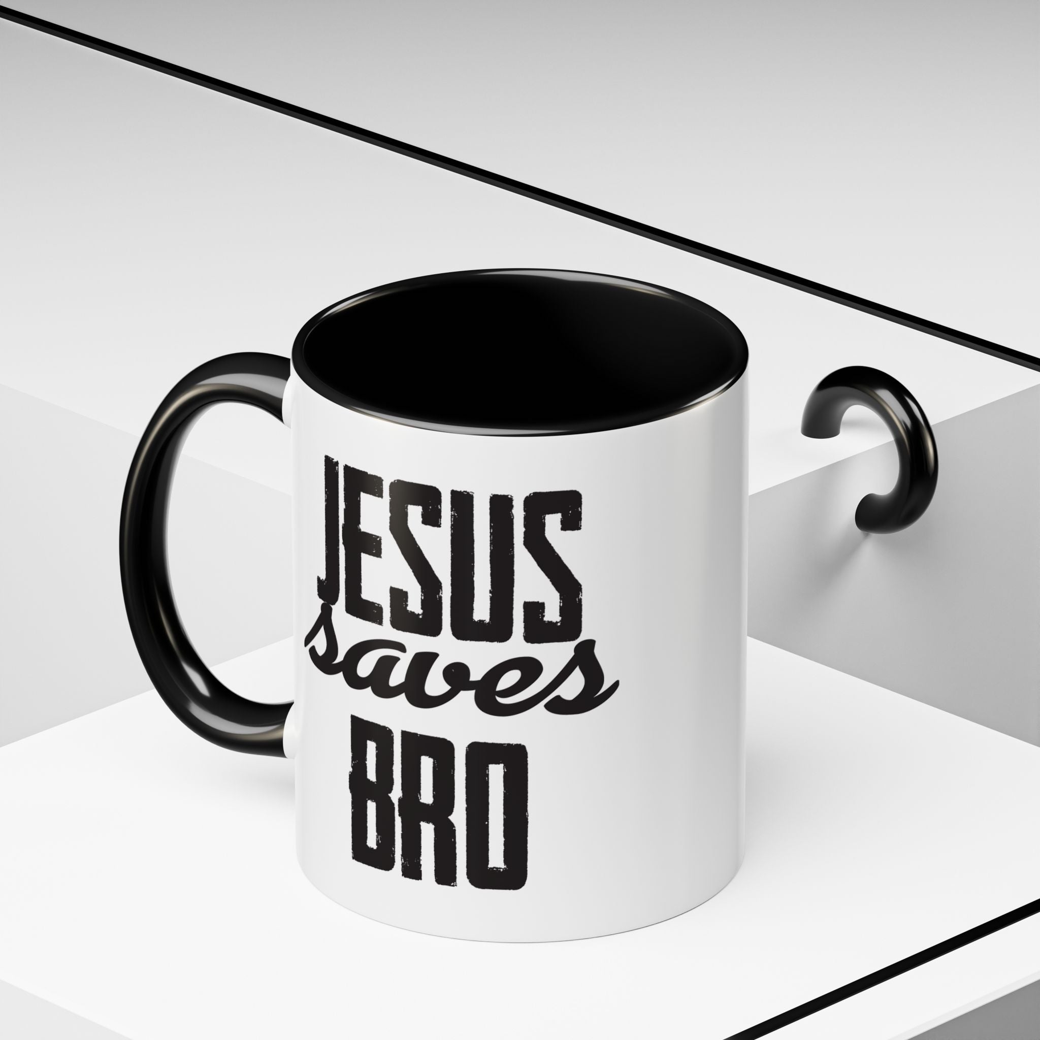 Christian Coffee Mug – 11oz & 15oz Jesus Saves Bro Quote, Colorful Interior