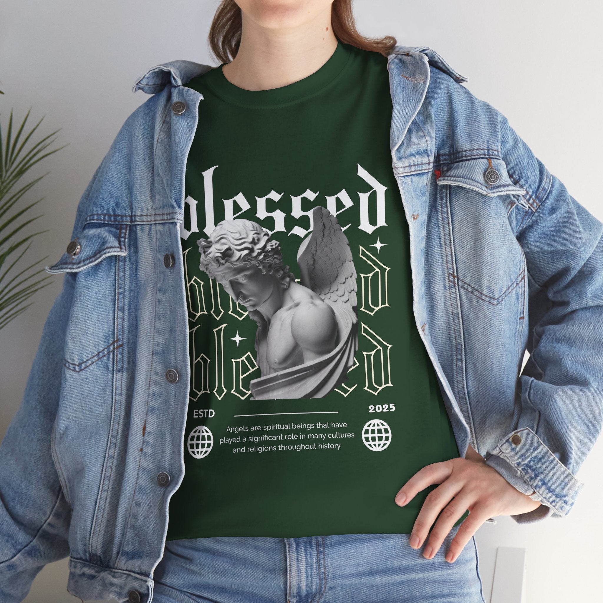 Blessed Guardian: Serene Angelic Sculpture Streetwear