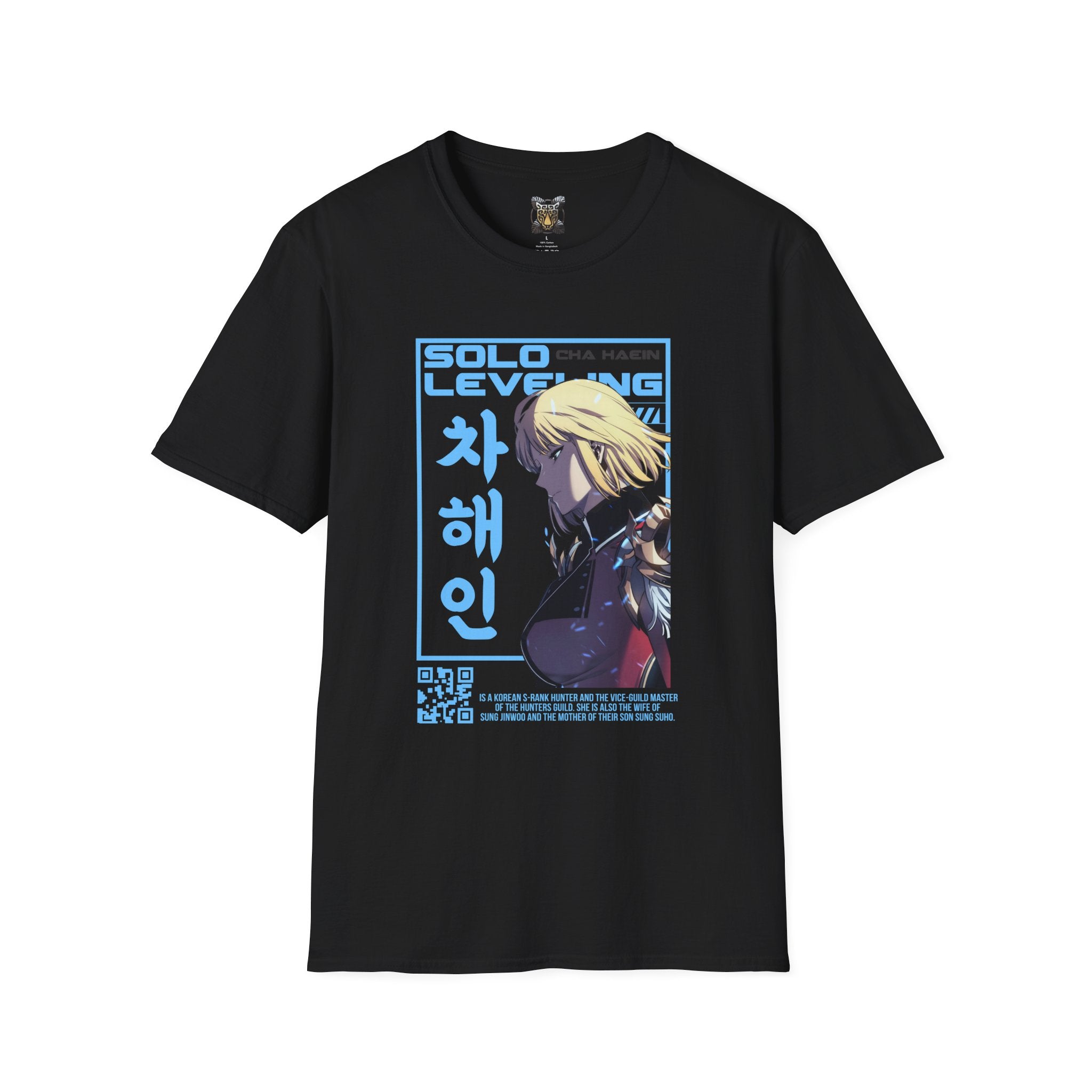 Solo Leveling Cha Hae-In Anime T-Shirt – Black Graphic Tee for Fans