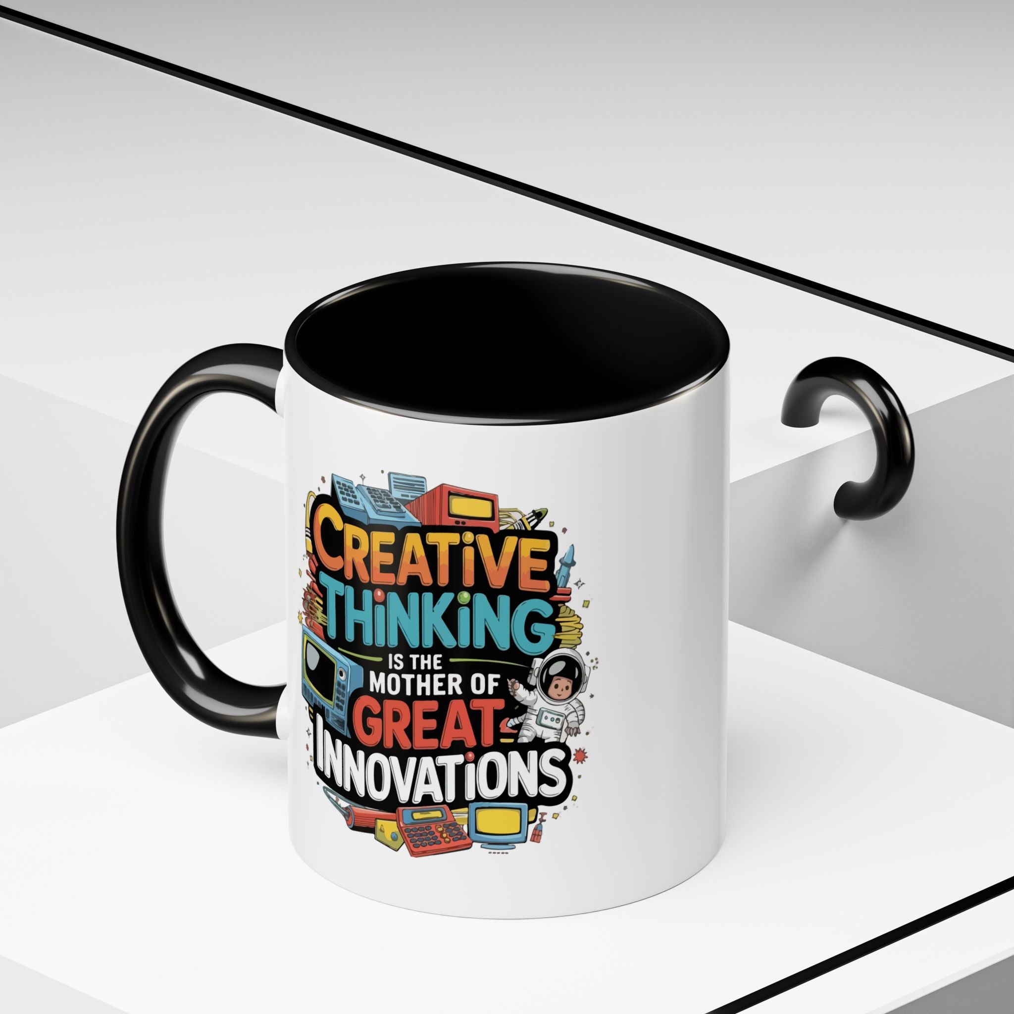 Creative Thinking Coffee Mug – 11oz Inspirational Quote, Colorful Interior
