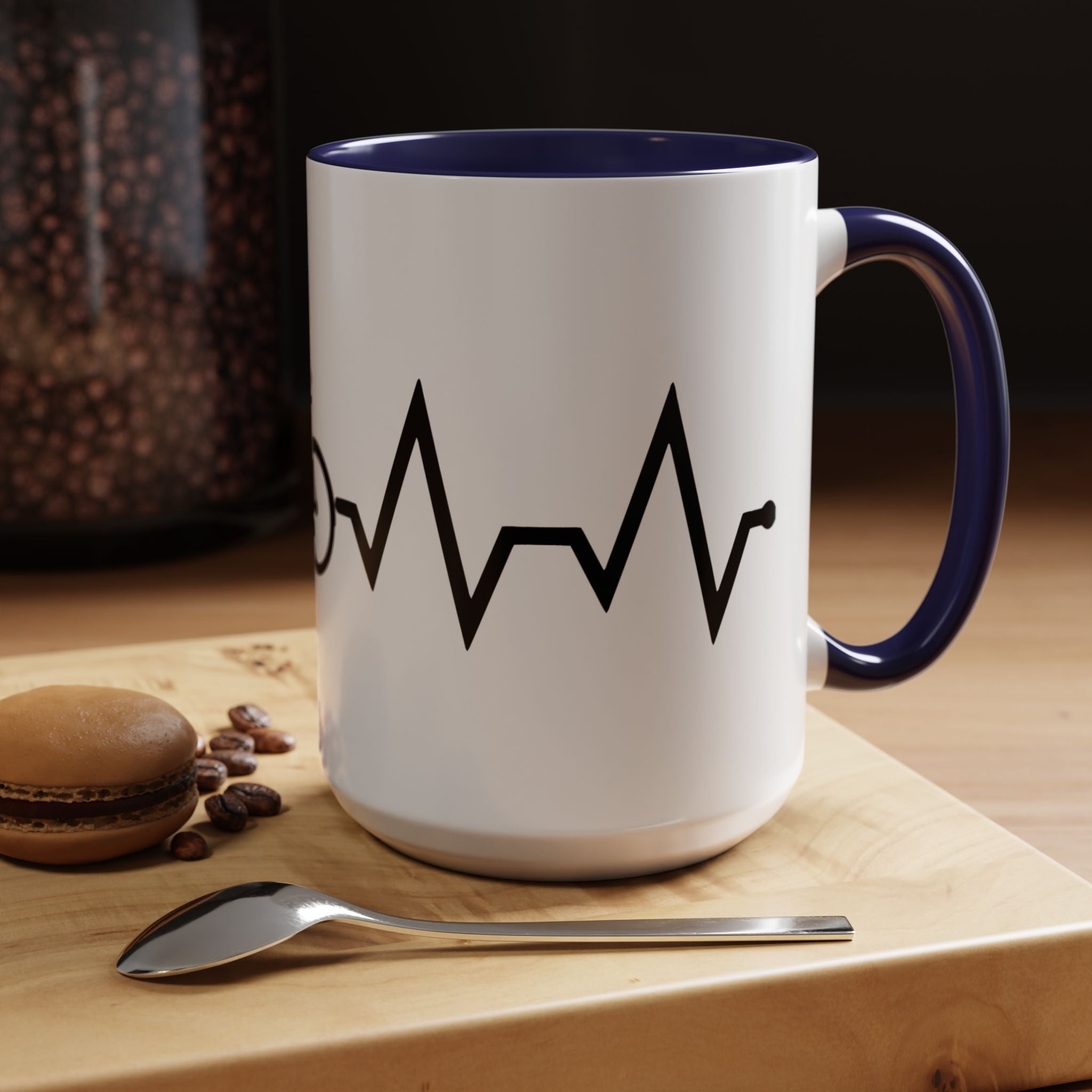 Cycling Lifeline Coffee Mug – 11oz & 15oz Bicycle Heartbeat Design, Colorful Interior