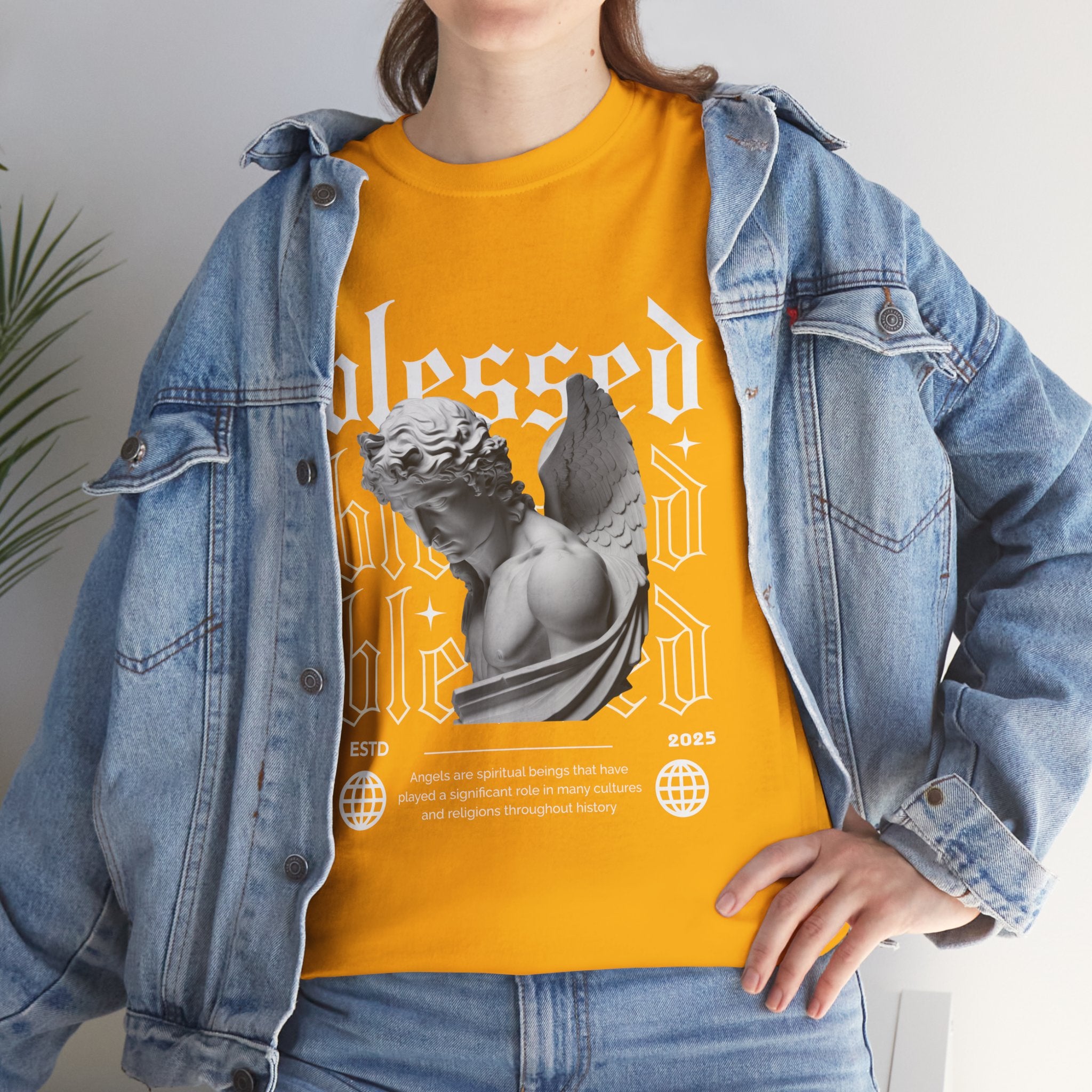 Blessed Guardian: Serene Angelic Sculpture Streetwear