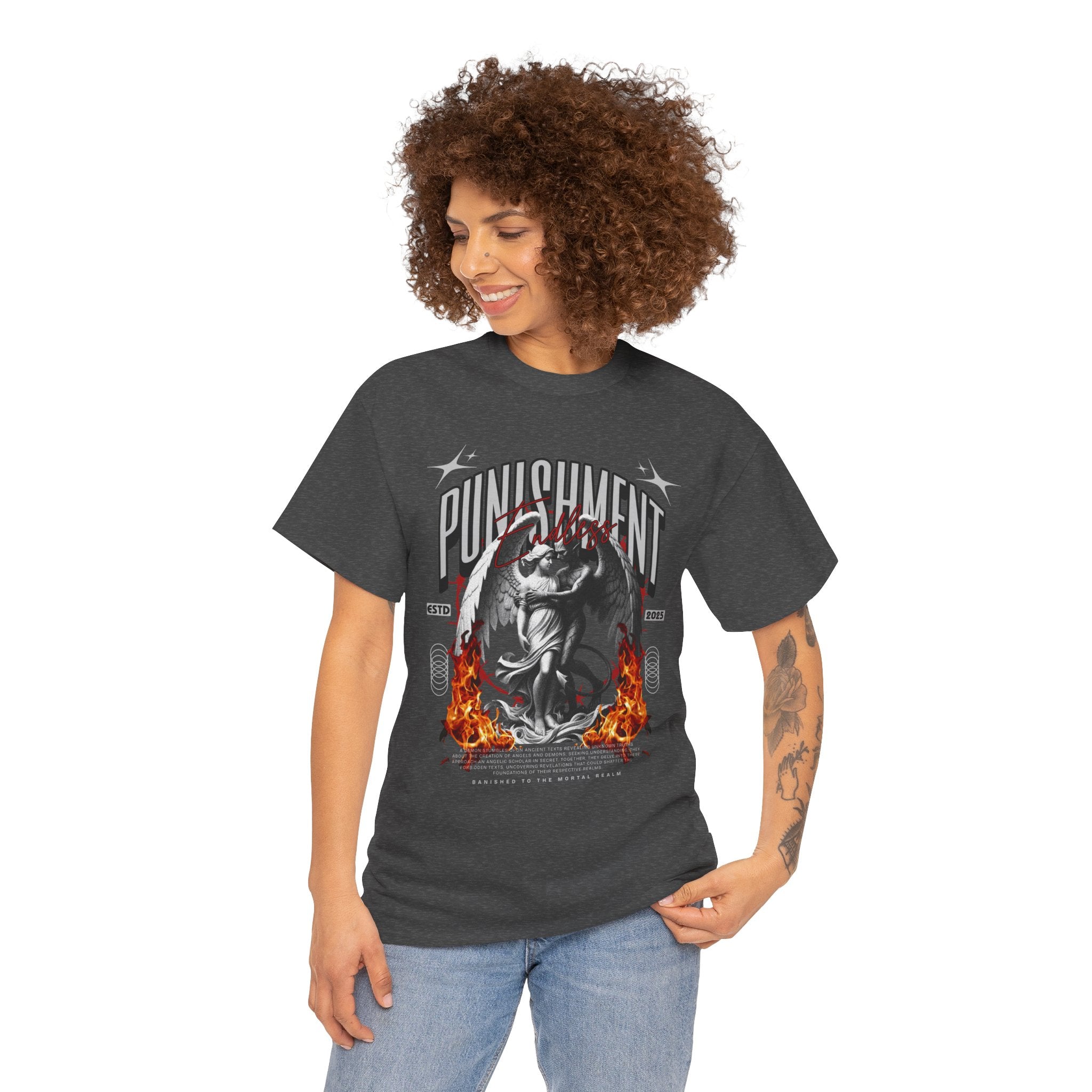 Endless Punishment: Angel & Demon Embrace Streetwear Graphic