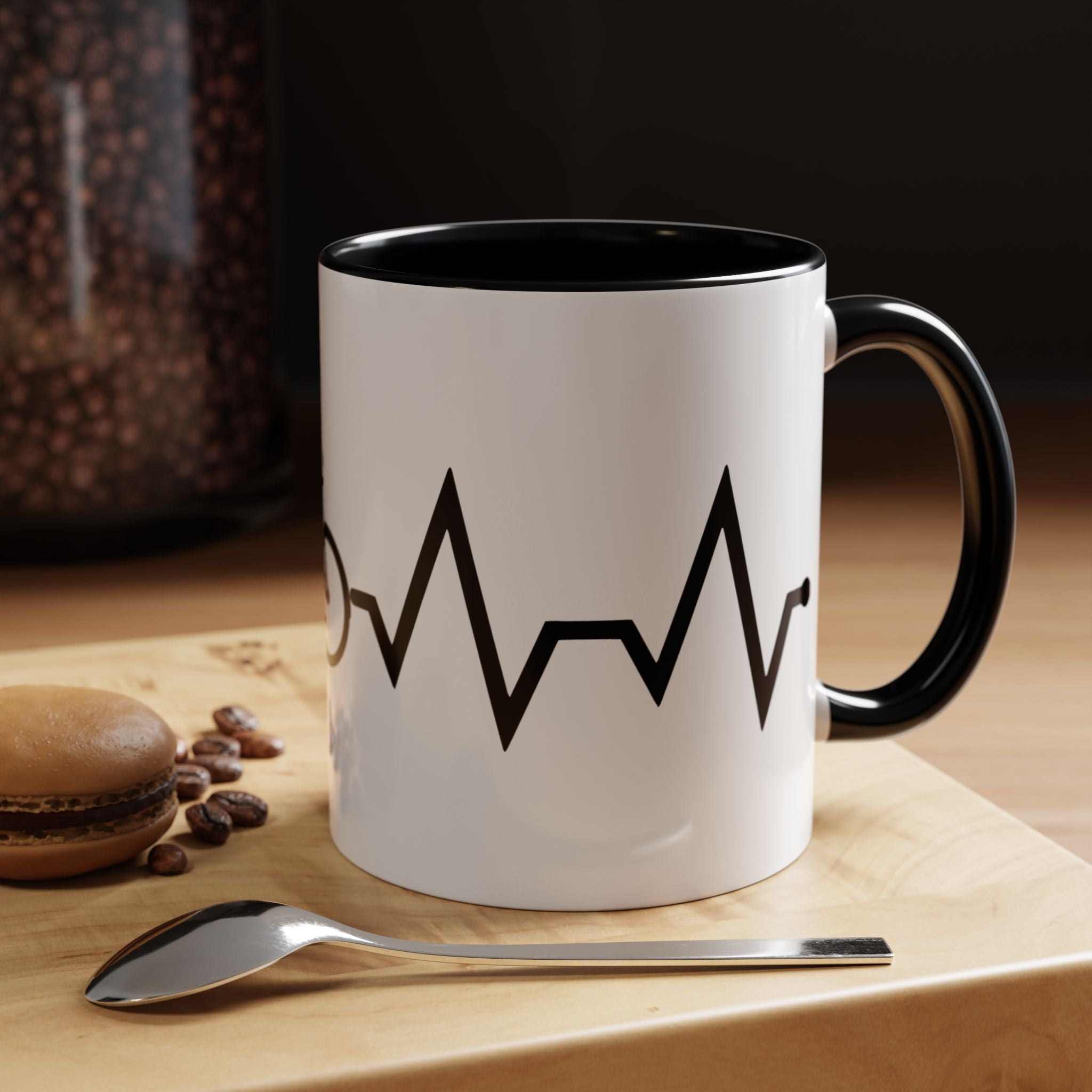Cycling Lifeline Coffee Mug – 11oz & 15oz Bicycle Heartbeat Design, Colorful Interior