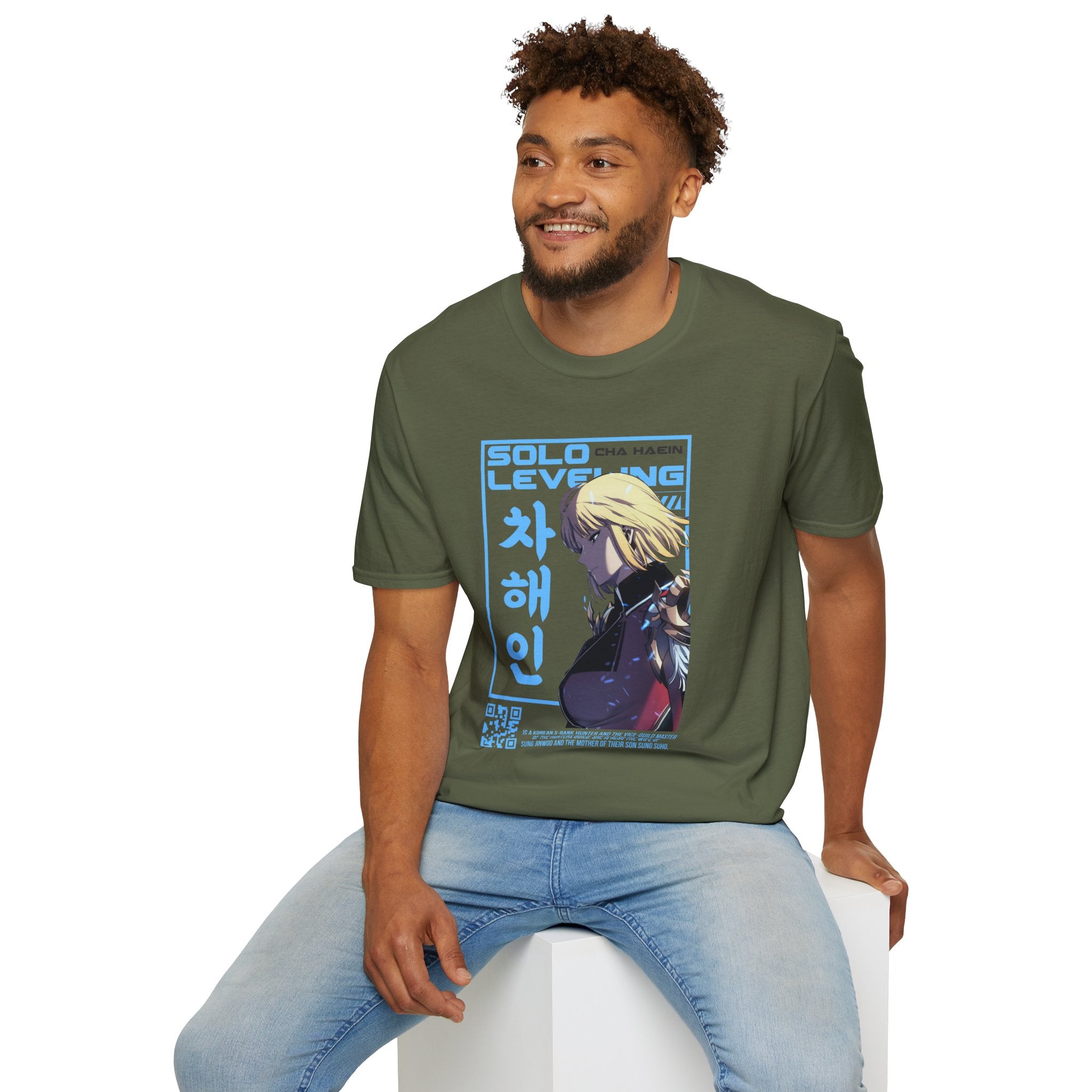 Solo Leveling Cha Hae-In Anime T-Shirt – Black Graphic Tee for Fans