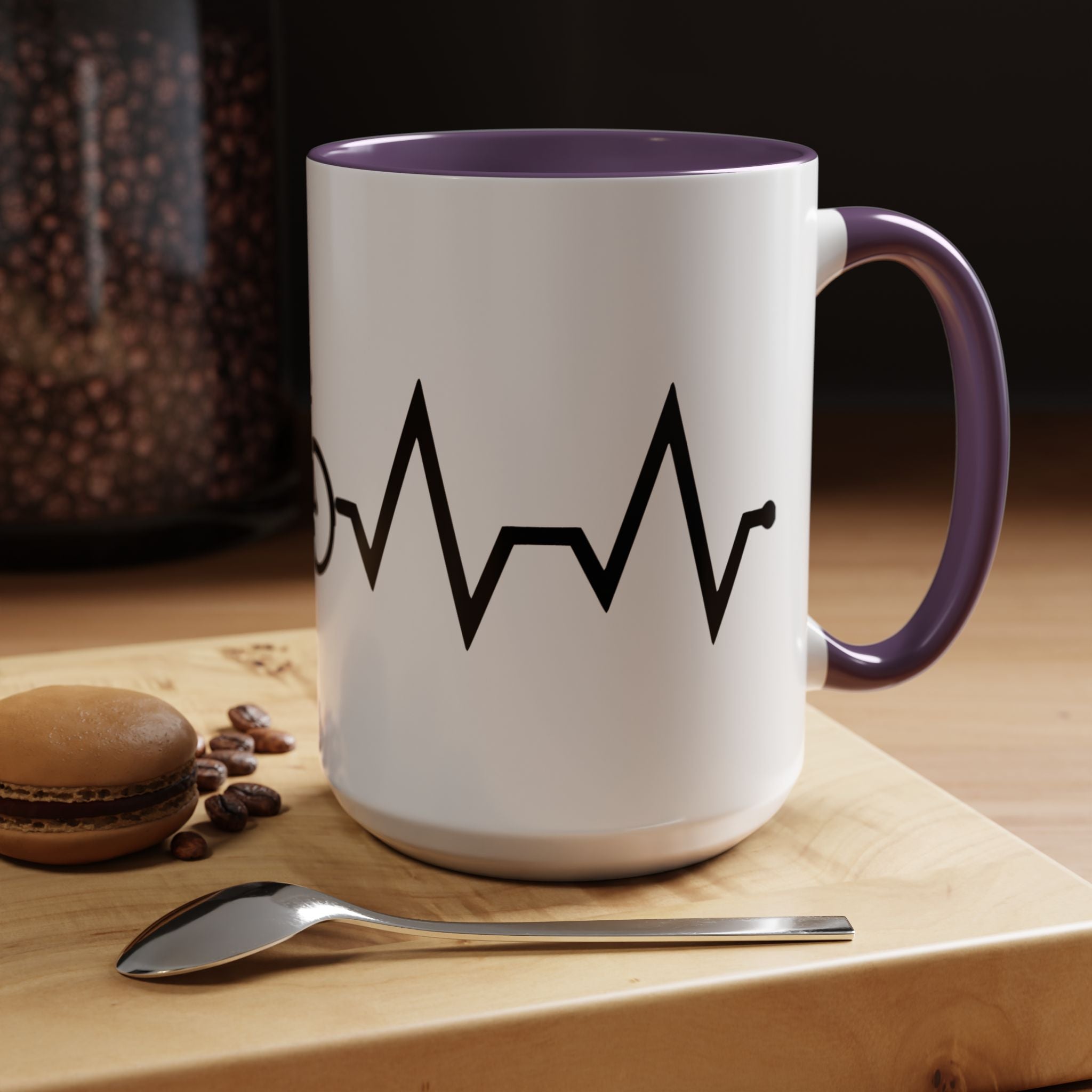 Cycling Lifeline Coffee Mug – 11oz & 15oz Bicycle Heartbeat Design, Colorful Interior