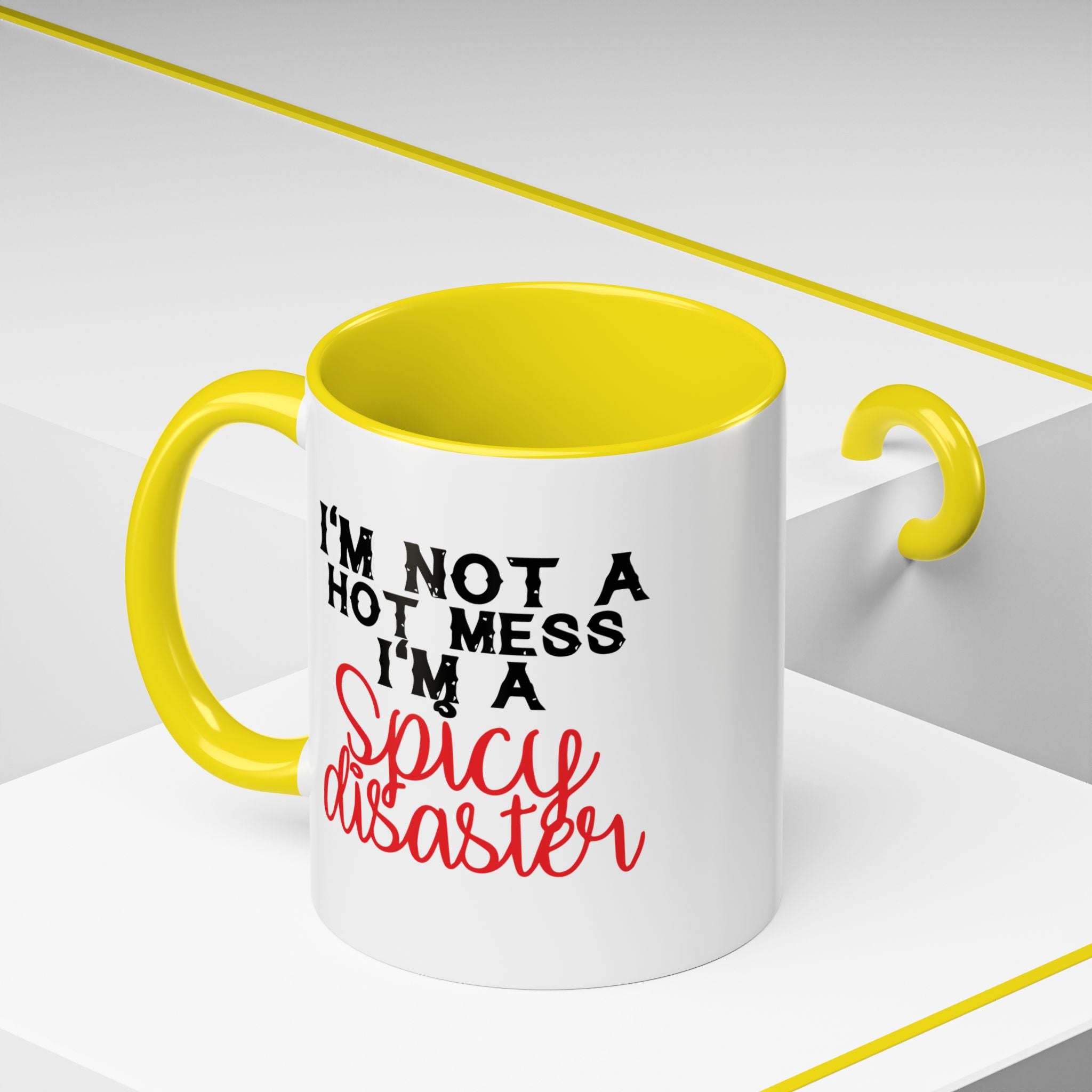 Sassy Coffee Mug – 11oz & 15oz Funny Spicy Disaster Quote, Colorful Interior