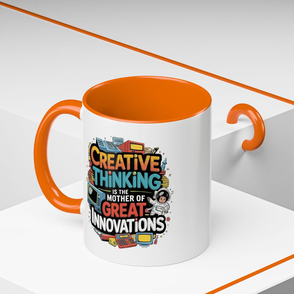 Creative Thinking Coffee Mug – 11oz Inspirational Quote, Colorful Interior
