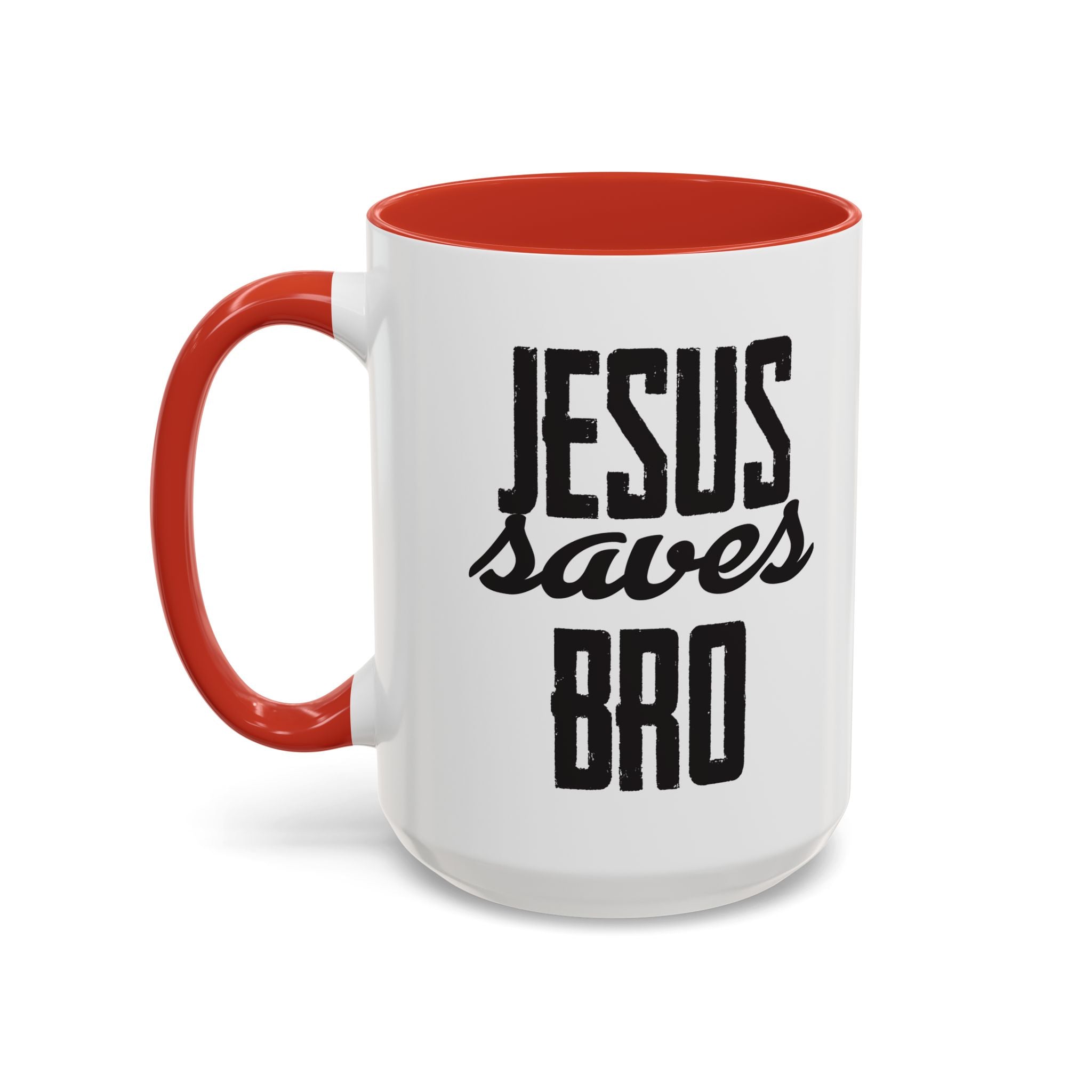 Christian Coffee Mug – 11oz & 15oz Jesus Saves Bro Quote, Colorful Interior