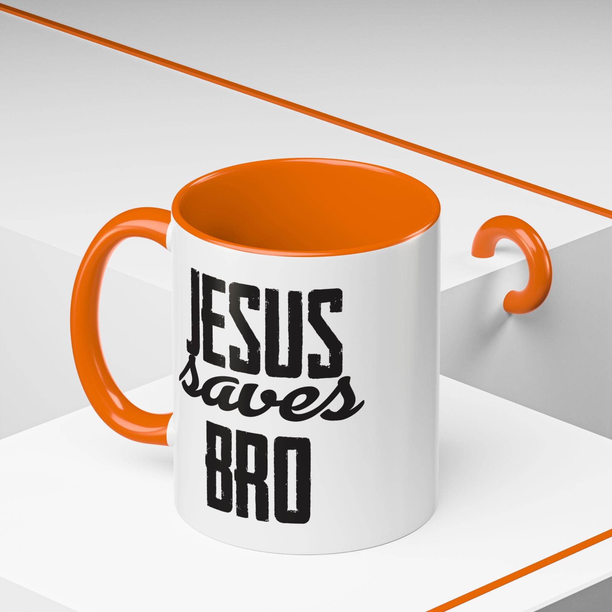 Christian Coffee Mug – 11oz & 15oz Jesus Saves Bro Quote, Colorful Interior