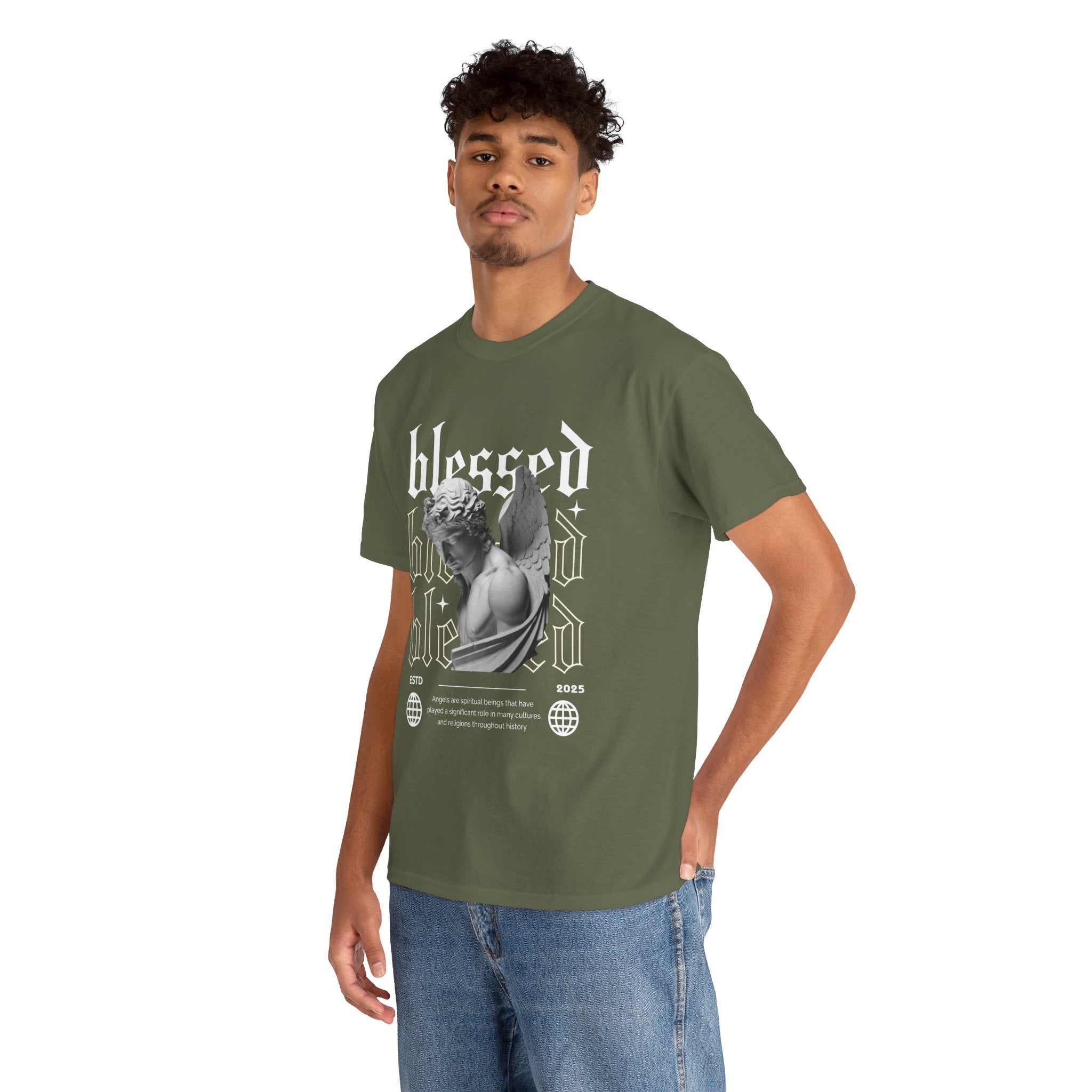 Blessed Guardian: Serene Angelic Sculpture Streetwear