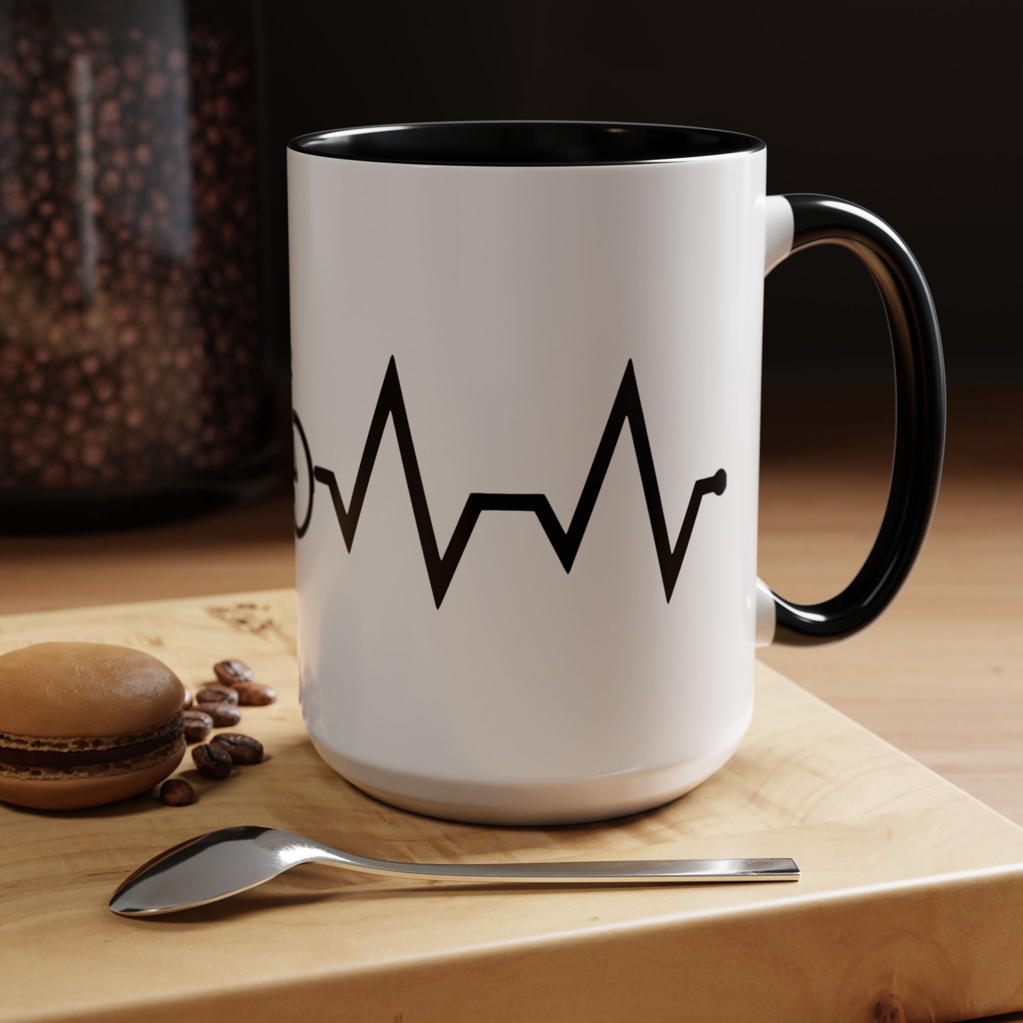 Cycling Lifeline Coffee Mug – 11oz & 15oz Bicycle Heartbeat Design, Colorful Interior