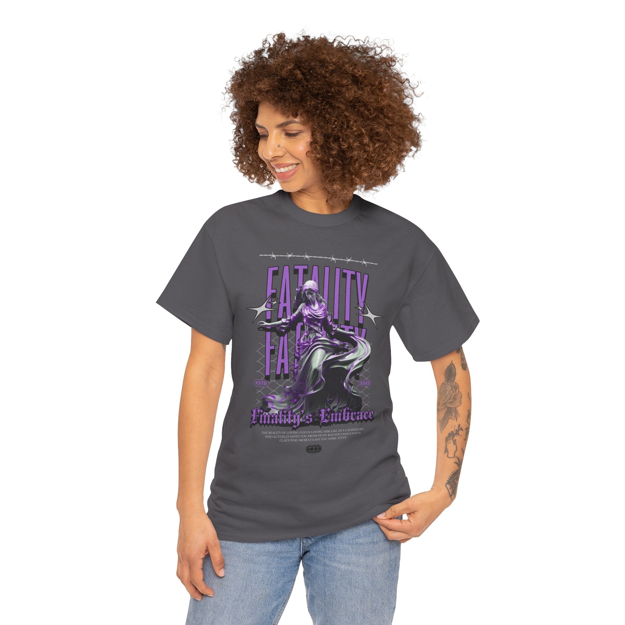 "Fatality's Embrace" Flowing Violet Statue - Gothic Digital Art