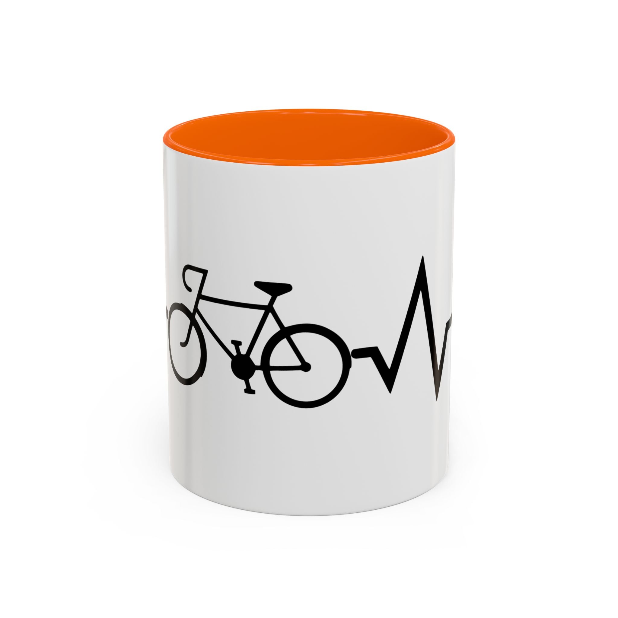 Cycling Lifeline Coffee Mug – 11oz & 15oz Bicycle Heartbeat Design, Colorful Interior