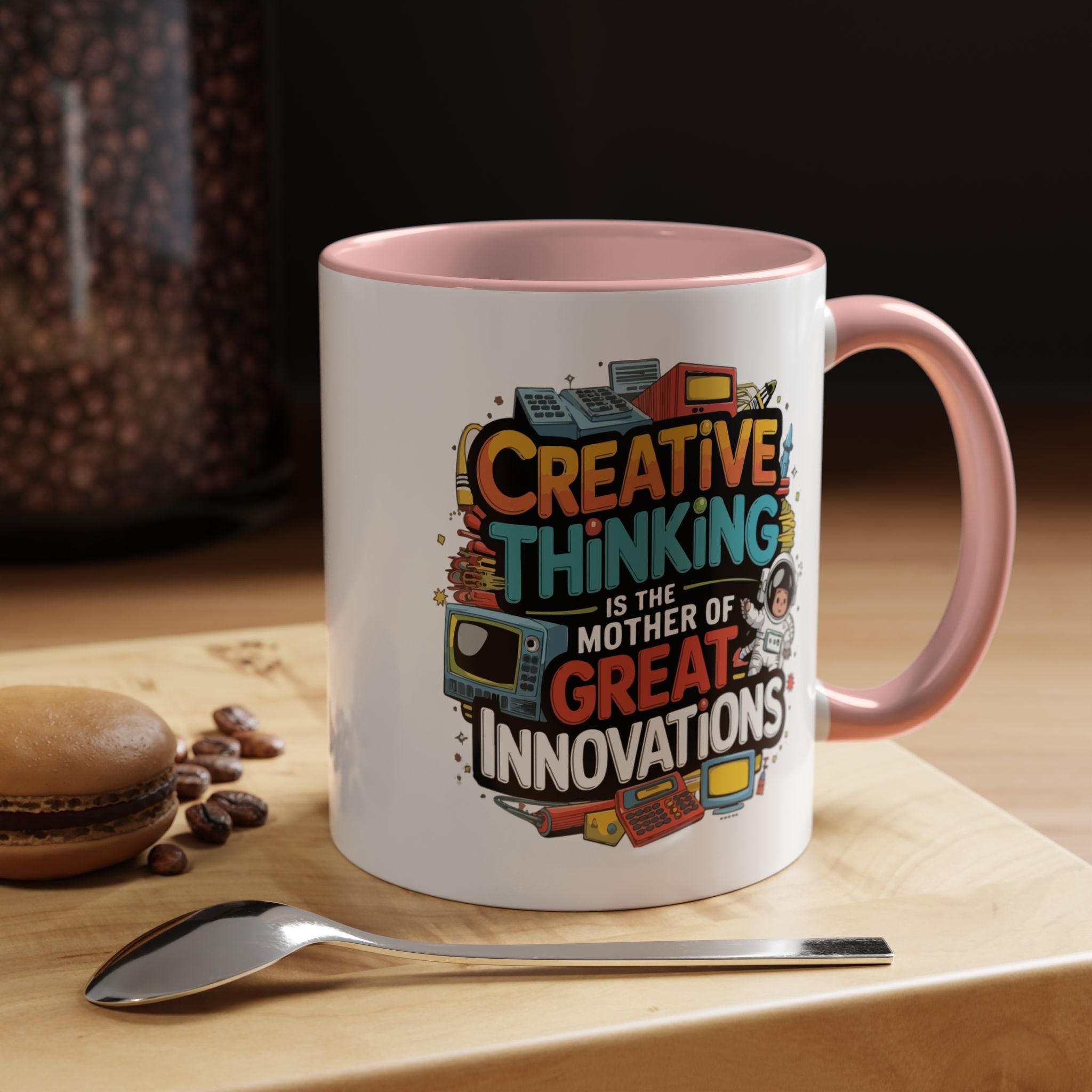 Creative Thinking Coffee Mug – 11oz Inspirational Quote, Colorful Interior