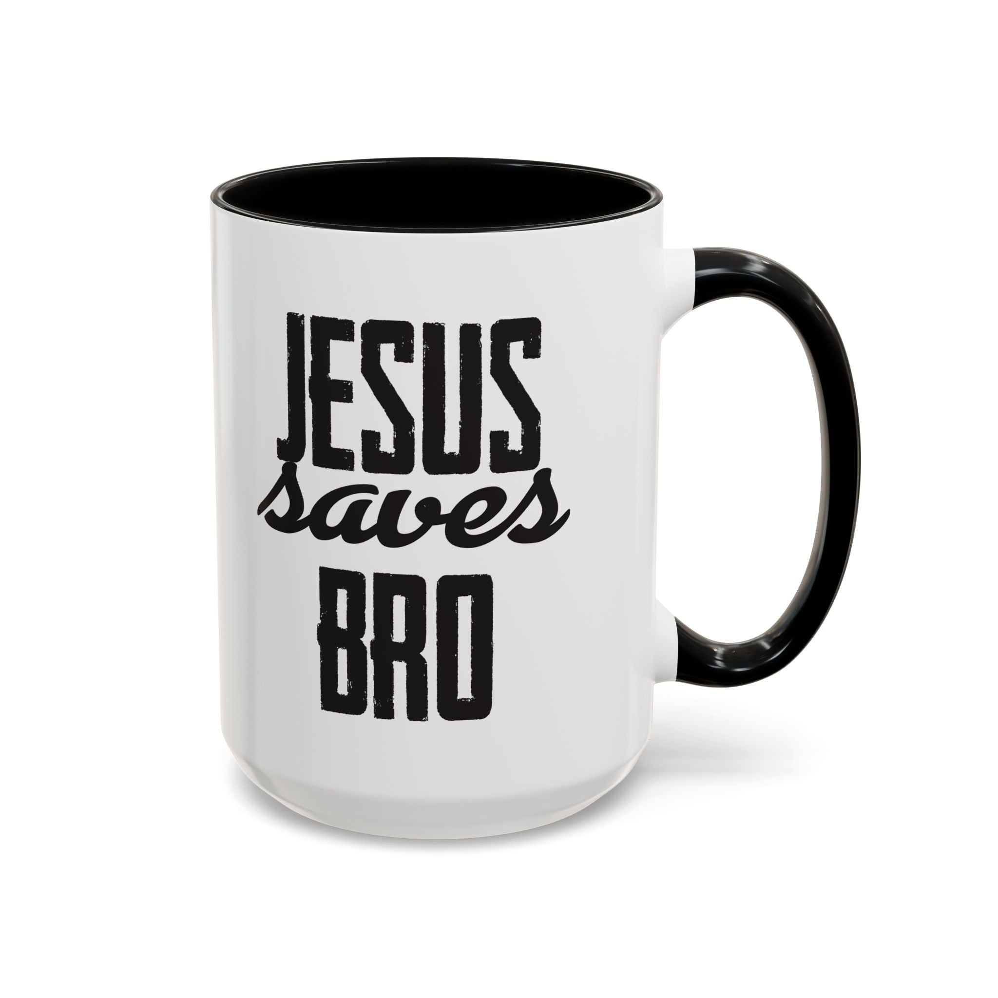 Christian Coffee Mug – 11oz & 15oz Jesus Saves Bro Quote, Colorful Interior