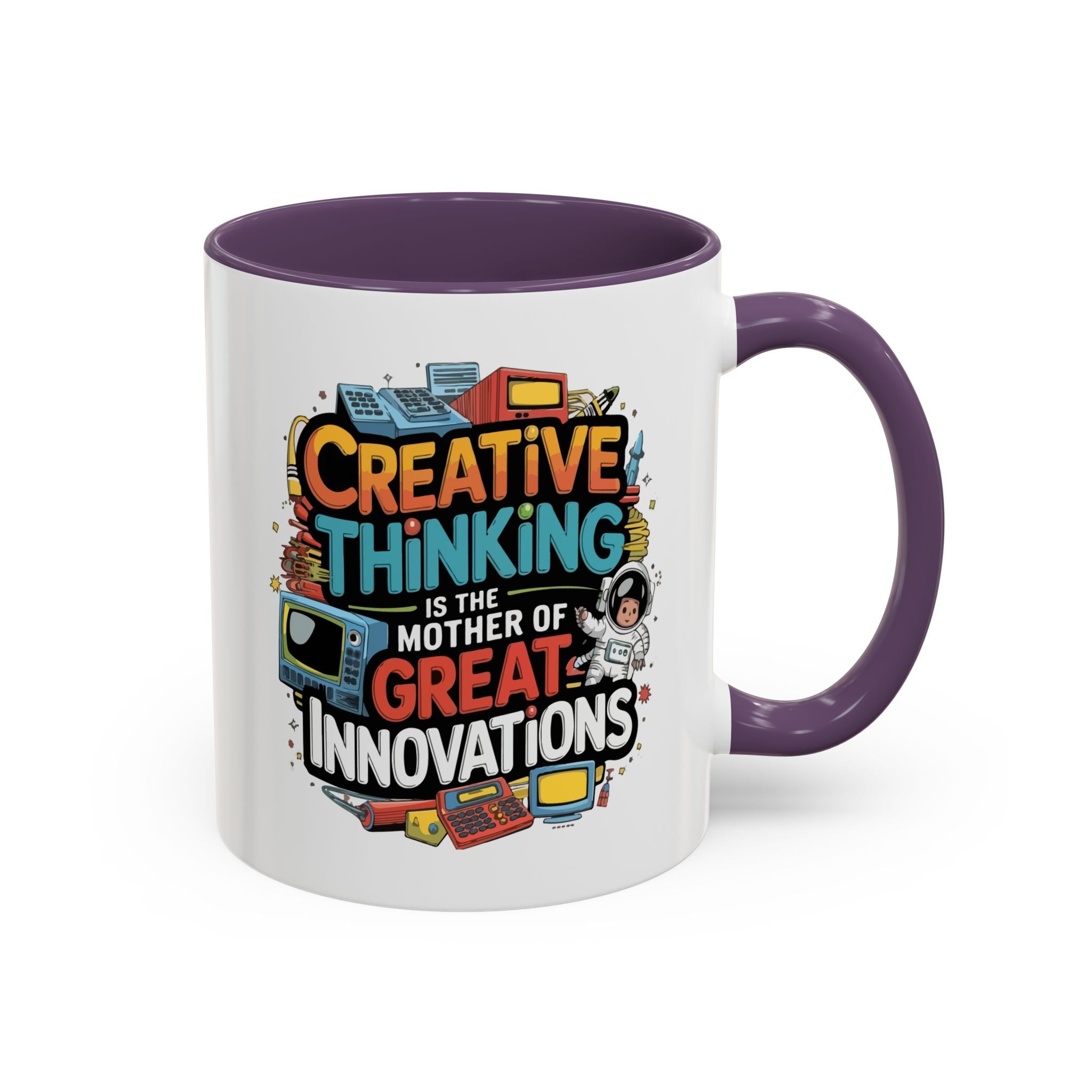 Creative Thinking Coffee Mug – 11oz Inspirational Quote, Colorful Interior