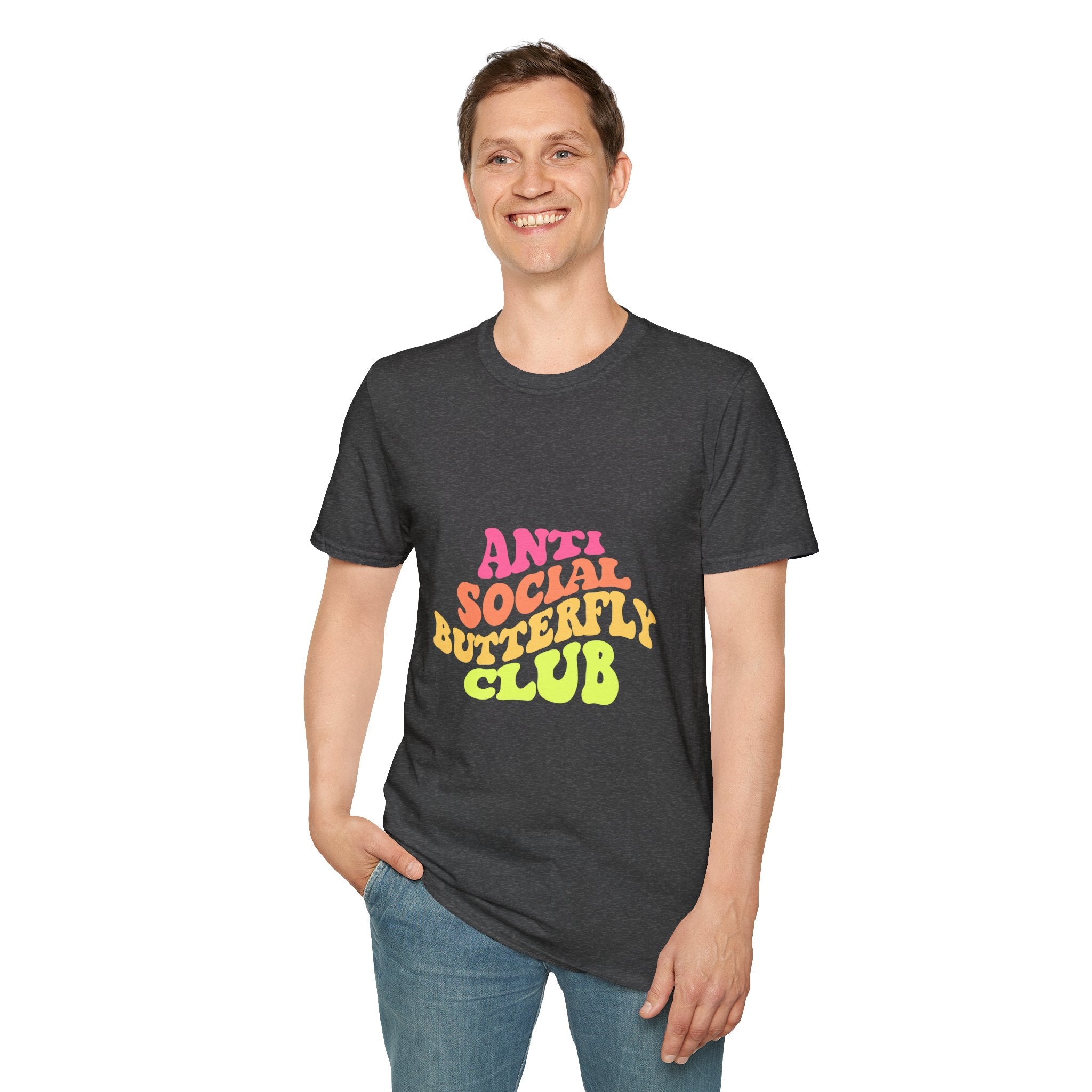 Anti Social Butterfly Club T-Shirt – Funny Introvert Graphic Tee, Sarcastic Unisex Shirt, Humor Casual Apparel