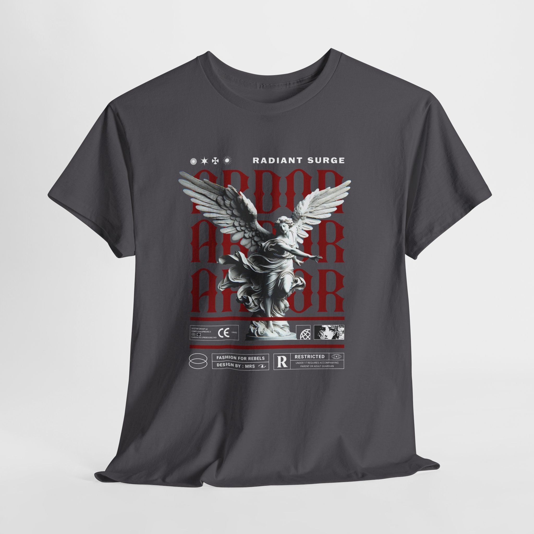 "Divine Angel" - Gothic Black & White T-Shirt Design