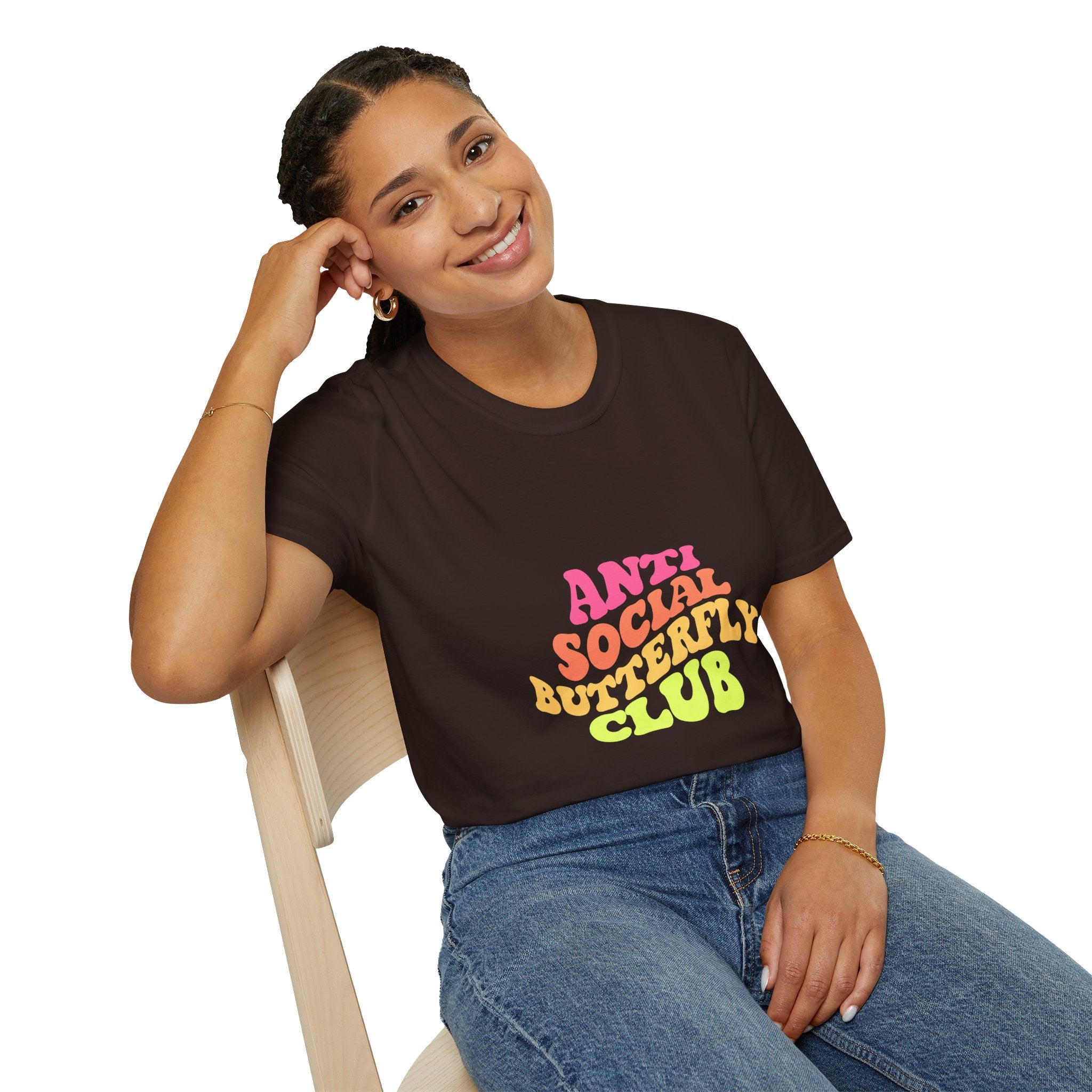 Anti Social Butterfly Club T-Shirt – Funny Introvert Graphic Tee, Sarcastic Unisex Shirt, Humor Casual Apparel