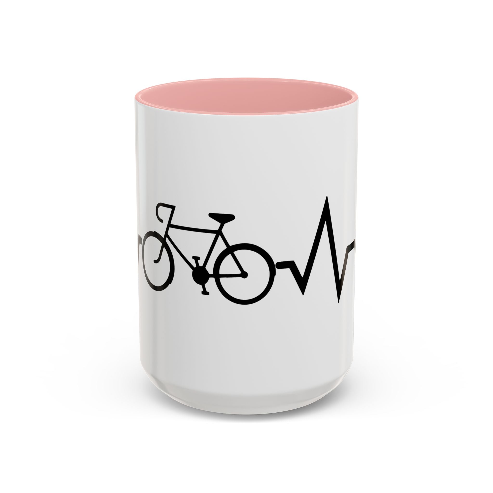 Cycling Lifeline Coffee Mug – 11oz & 15oz Bicycle Heartbeat Design, Colorful Interior