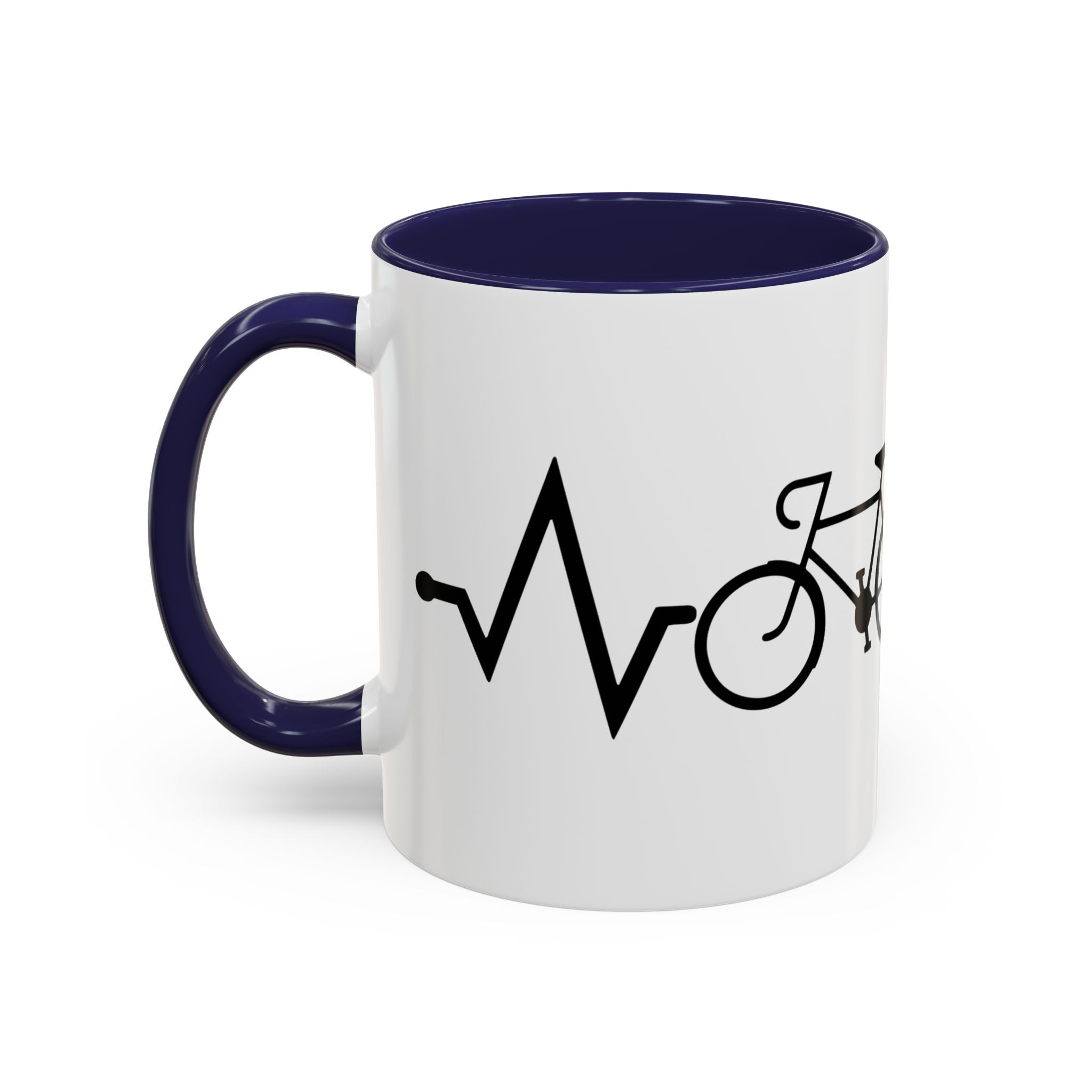 Cycling Lifeline Coffee Mug – 11oz & 15oz Bicycle Heartbeat Design, Colorful Interior