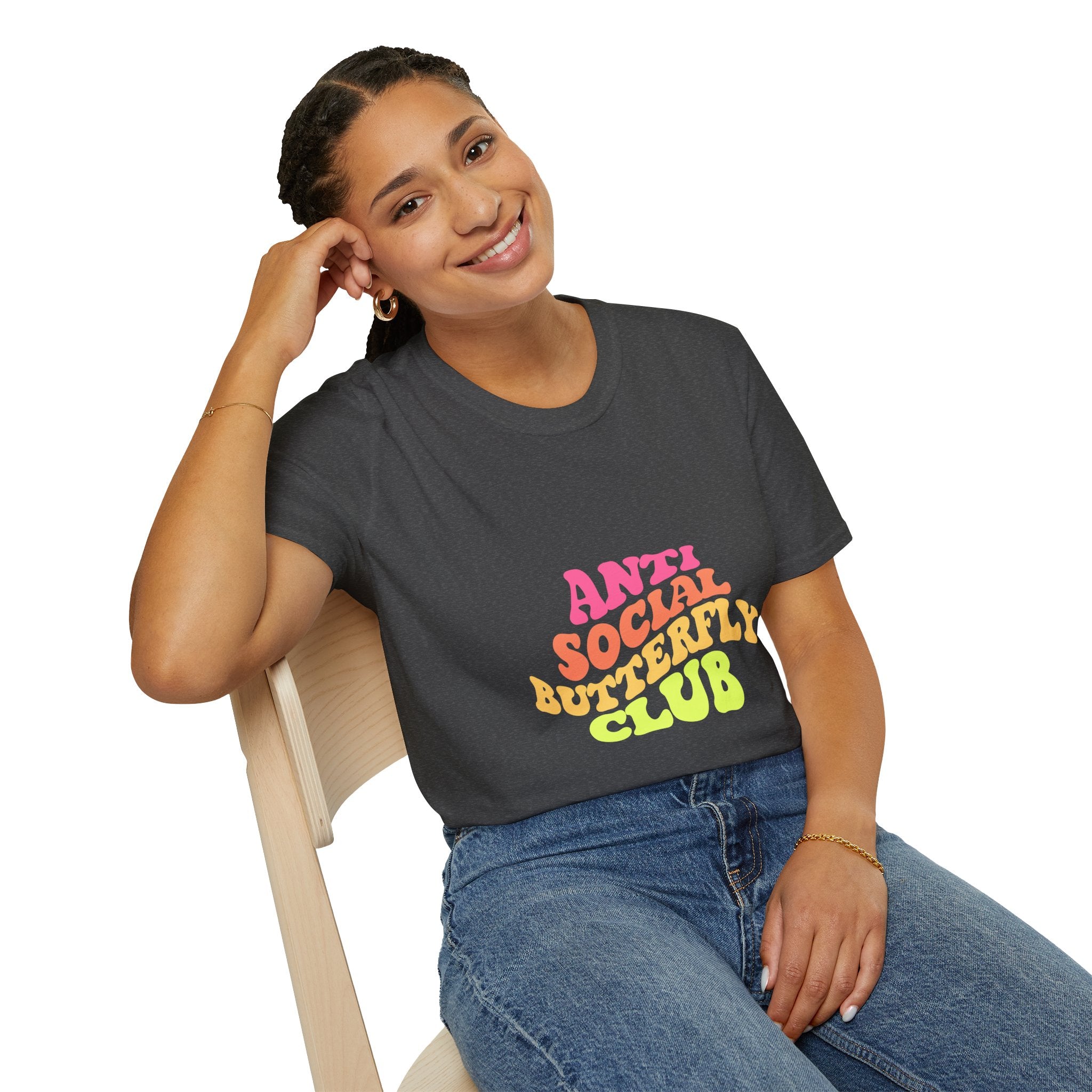 Anti Social Butterfly Club T-Shirt – Funny Introvert Graphic Tee, Sarcastic Unisex Shirt, Humor Casual Apparel
