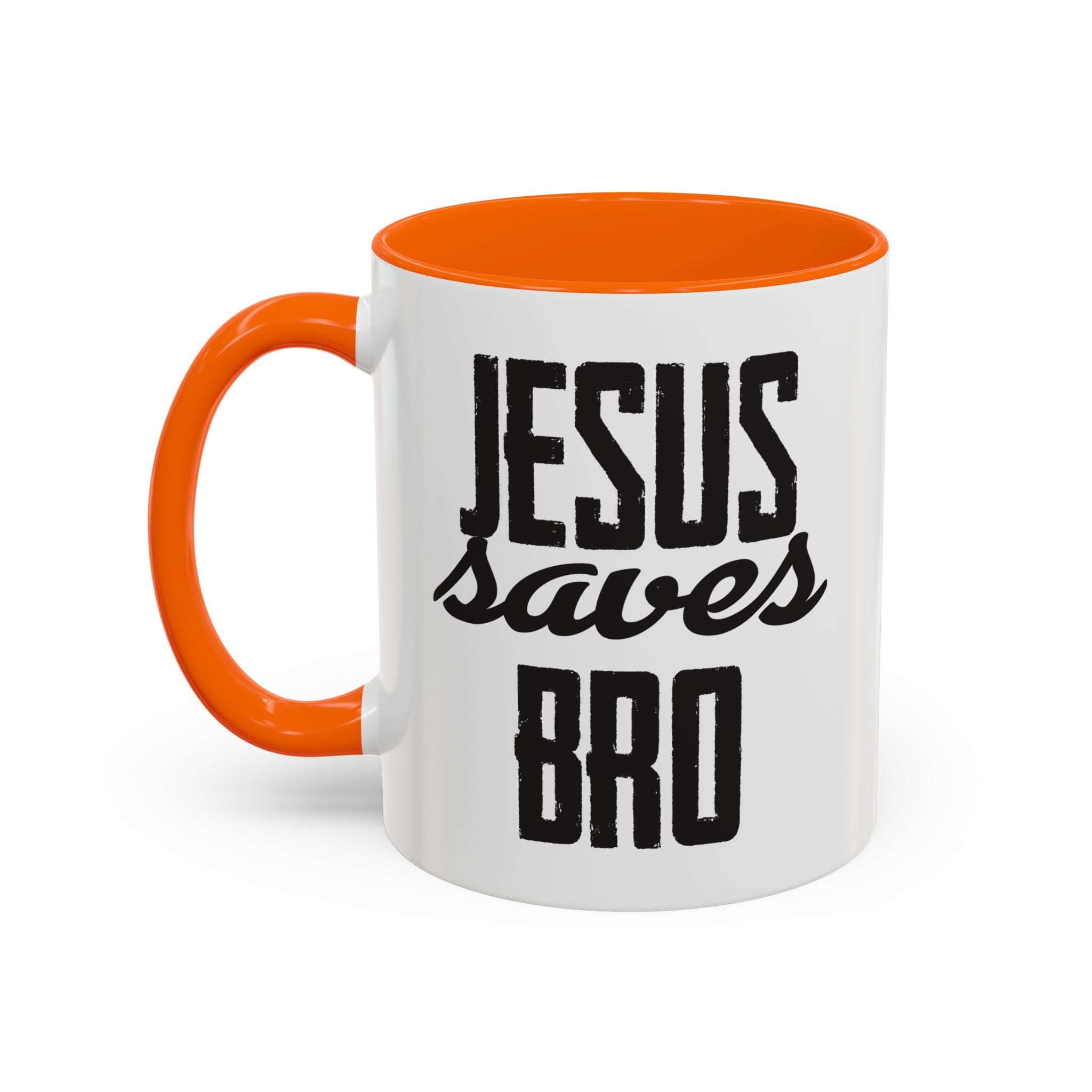 Christian Coffee Mug – 11oz & 15oz Jesus Saves Bro Quote, Colorful Interior