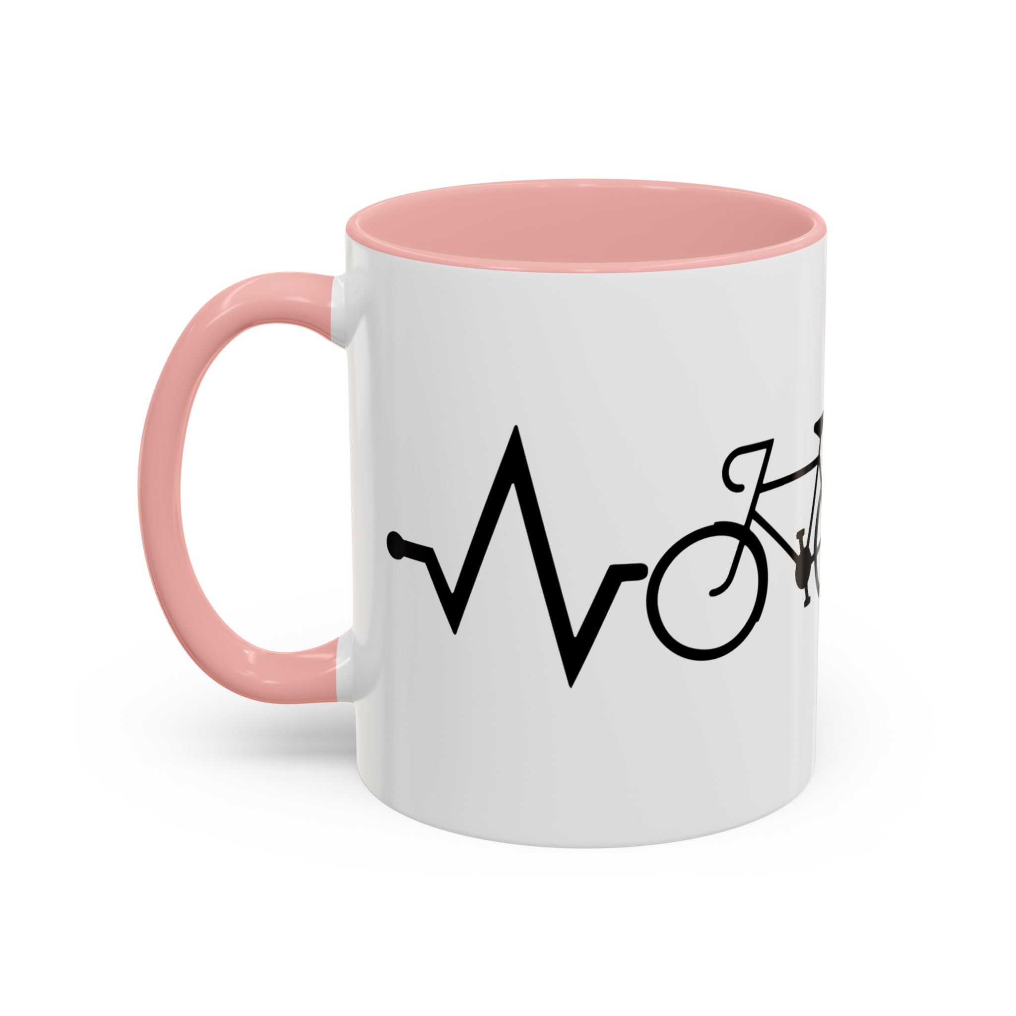Cycling Lifeline Coffee Mug – 11oz & 15oz Bicycle Heartbeat Design, Colorful Interior
