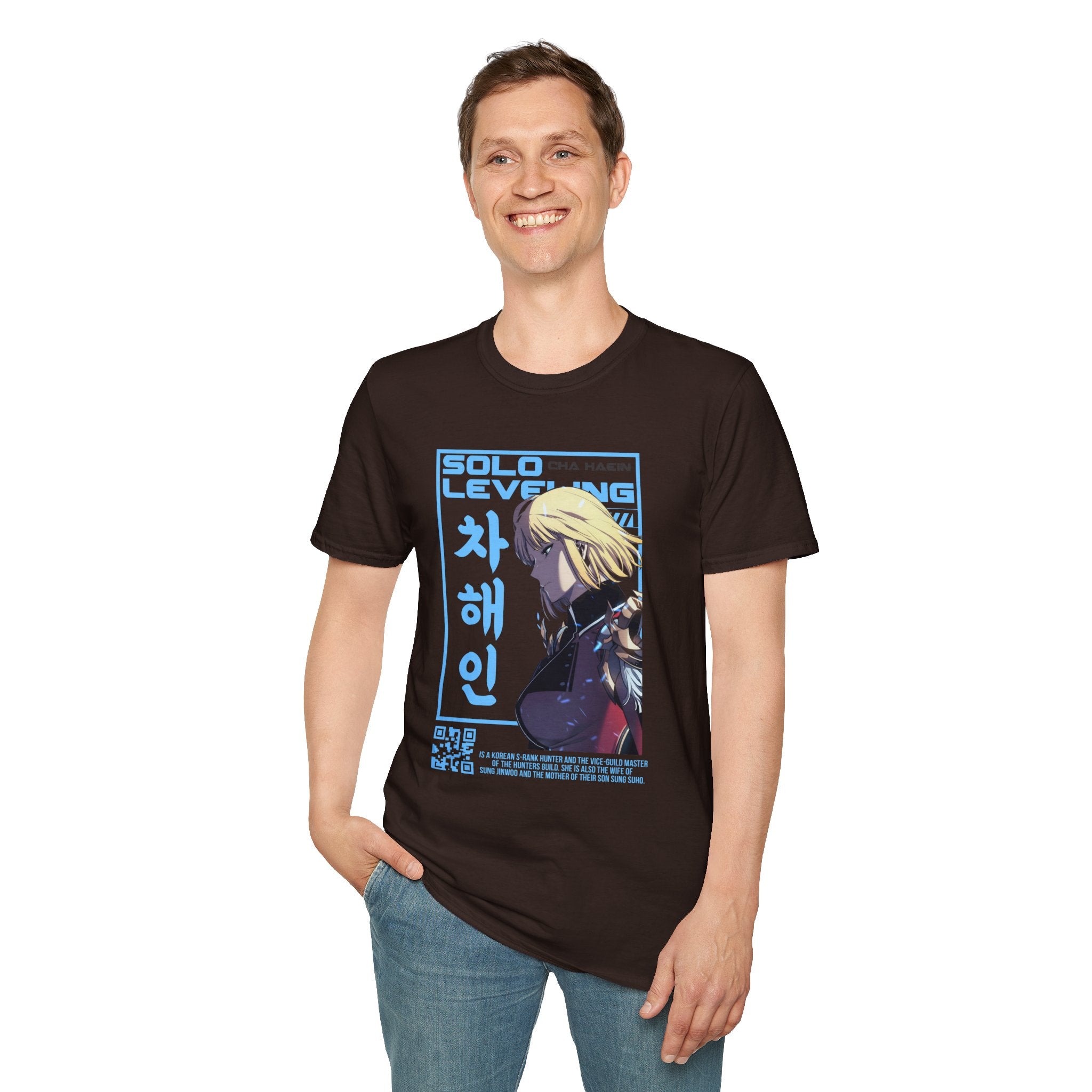 Solo Leveling Cha Hae-In Anime T-Shirt – Black Graphic Tee for Fans
