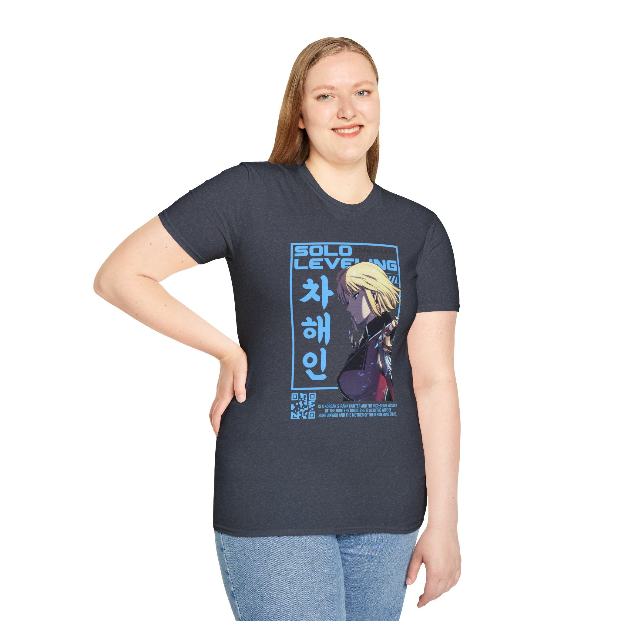 Solo Leveling Cha Hae-In Anime T-Shirt – Black Graphic Tee for Fans