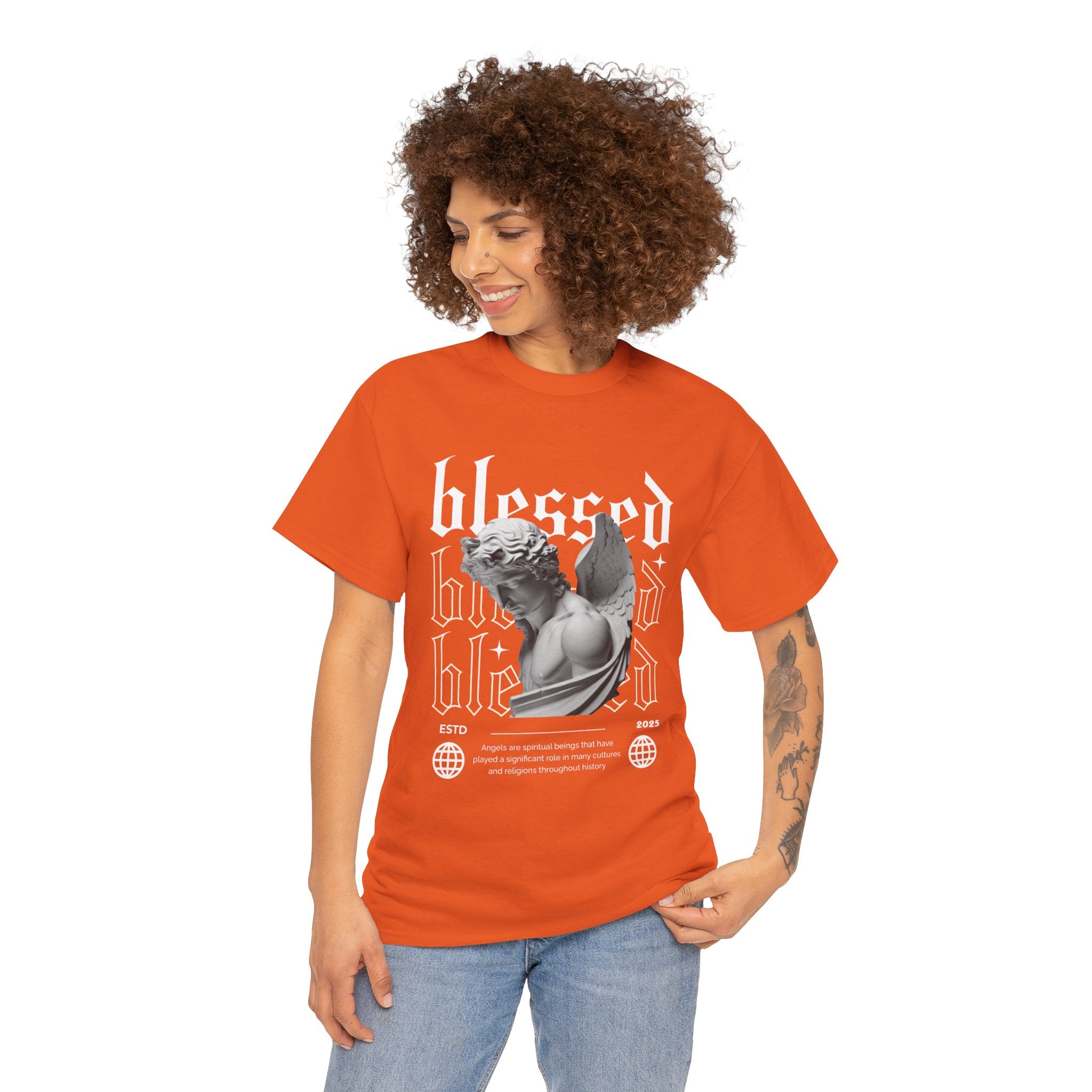 Blessed Guardian: Serene Angelic Sculpture Streetwear
