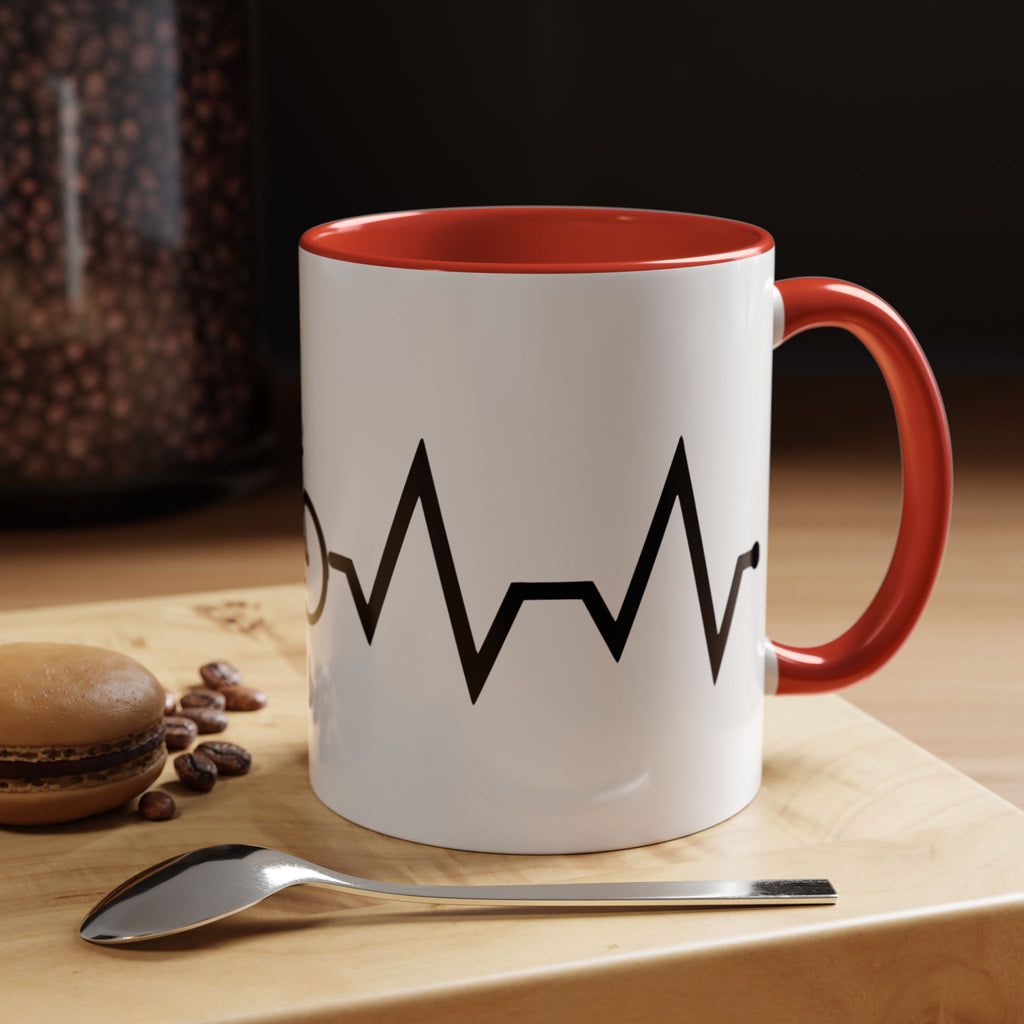 Cycling Lifeline Coffee Mug – 11oz & 15oz Bicycle Heartbeat Design, Colorful Interior