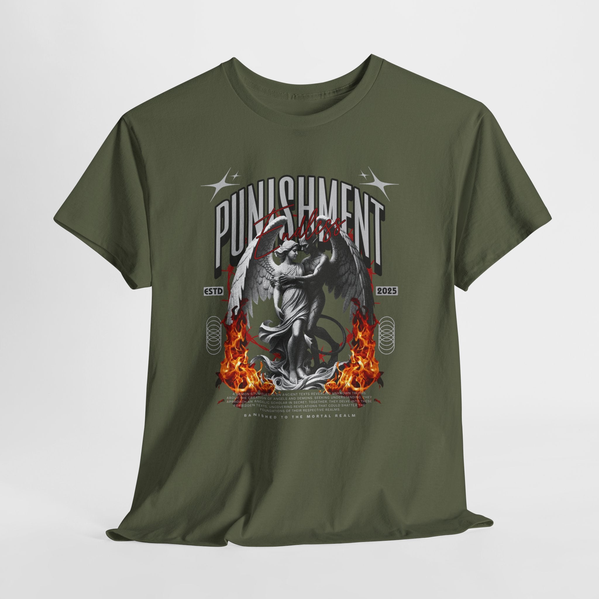 Endless Punishment: Angel & Demon Embrace Streetwear Graphic