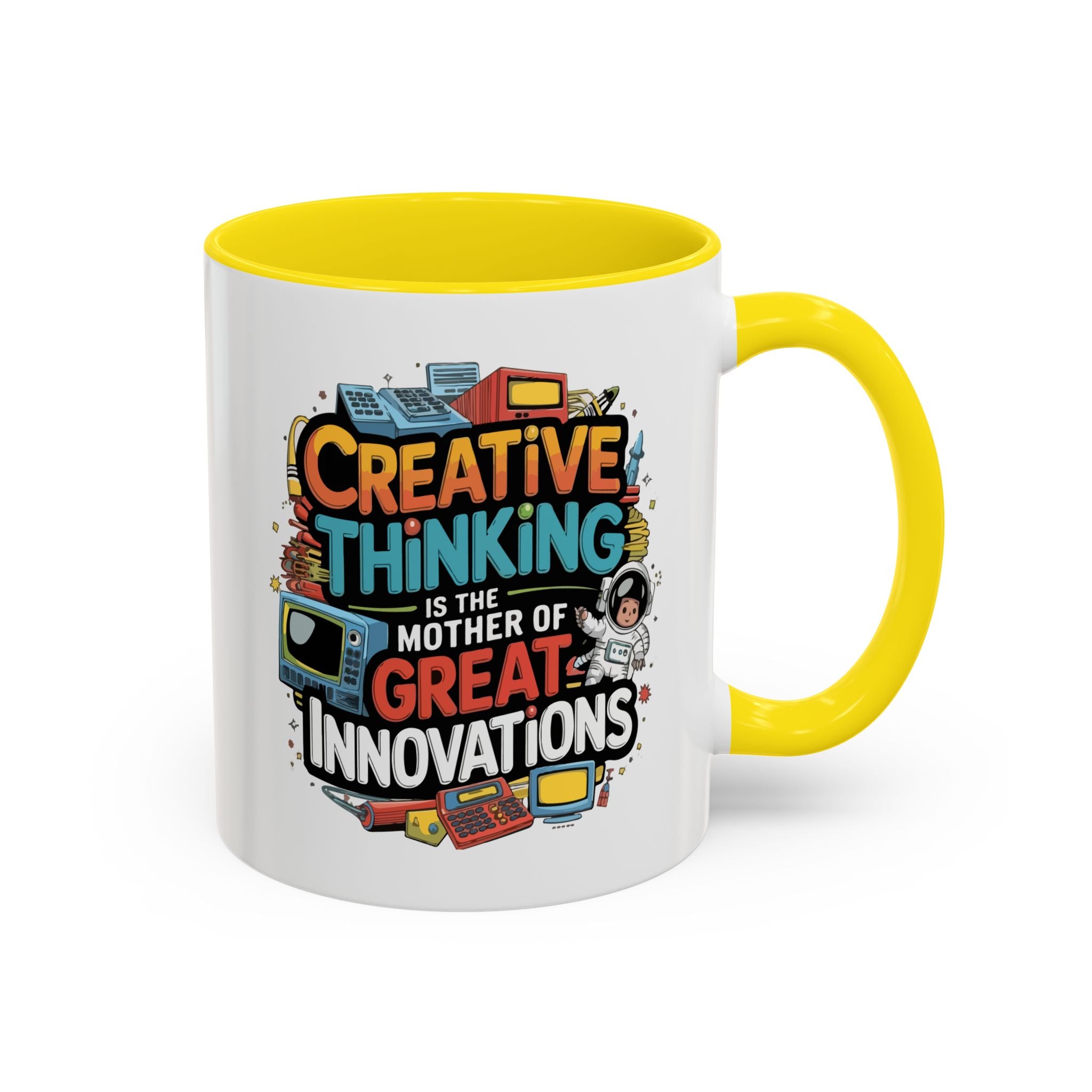 Creative Thinking Coffee Mug – 11oz Inspirational Quote, Colorful Interior