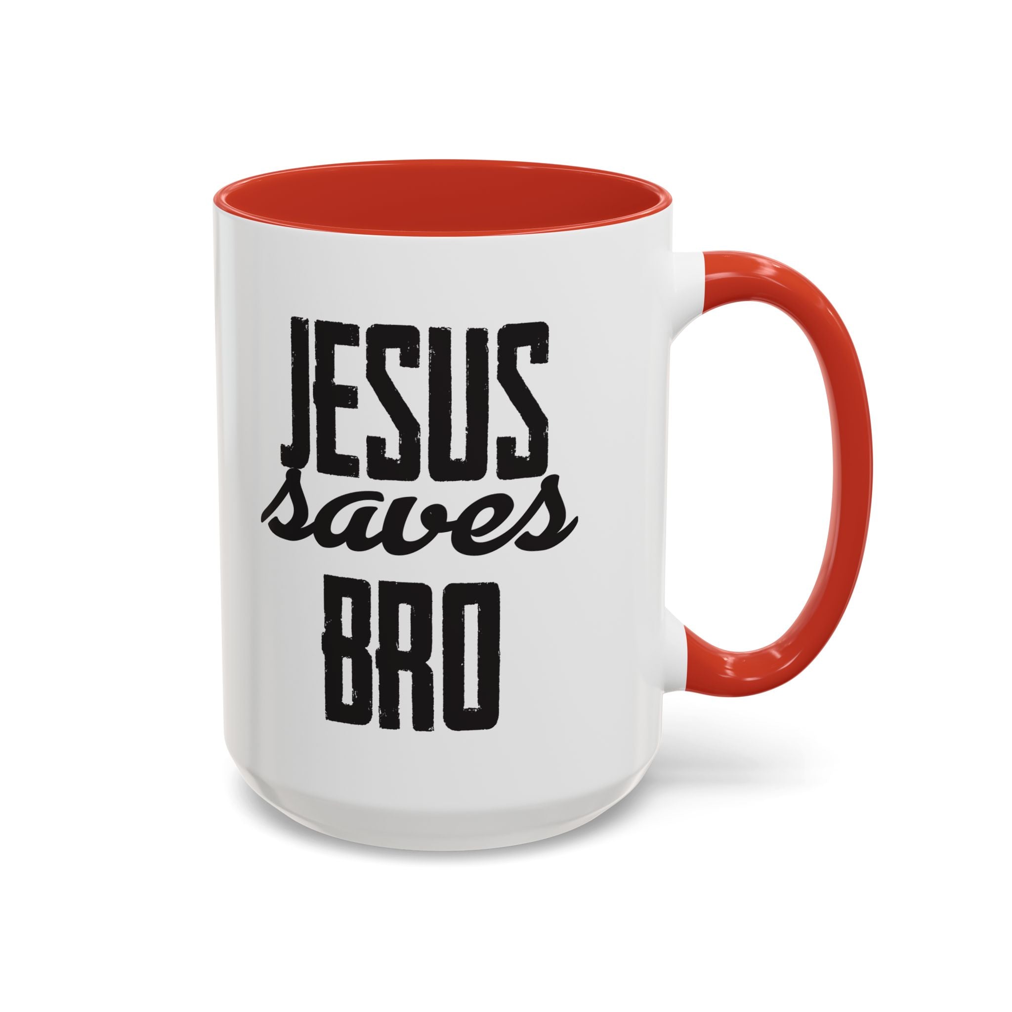 Christian Coffee Mug – 11oz & 15oz Jesus Saves Bro Quote, Colorful Interior